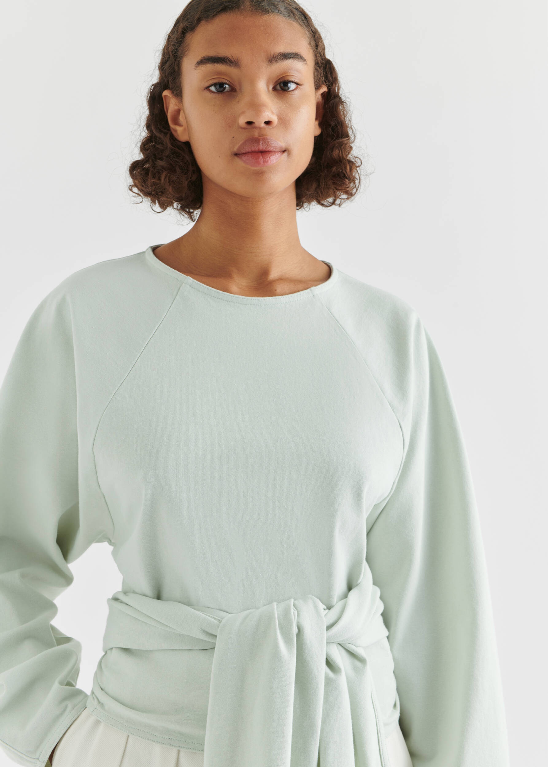 Drape Tie-Front Sweatshirt - 4