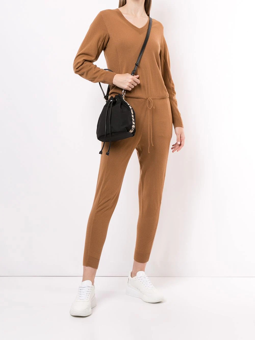 knitted tied waist jumpsuit - 2