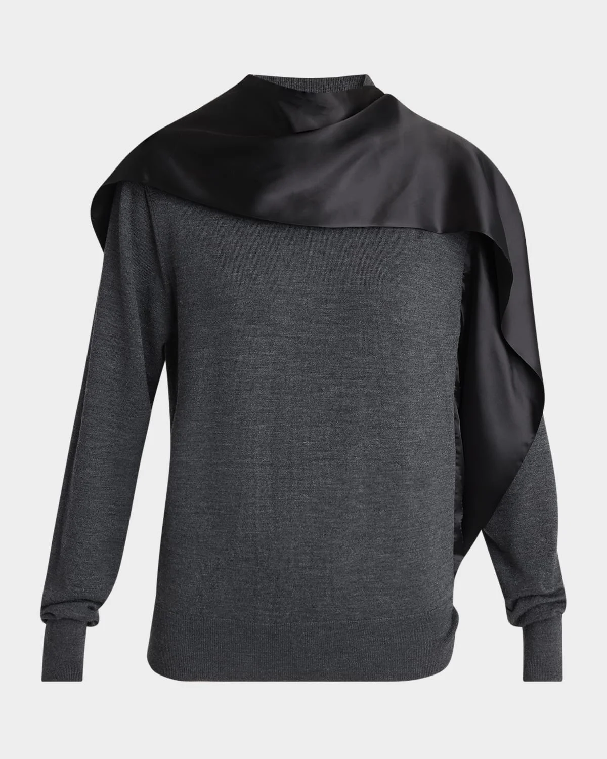 Satin Scarf Wool Sweater - 1