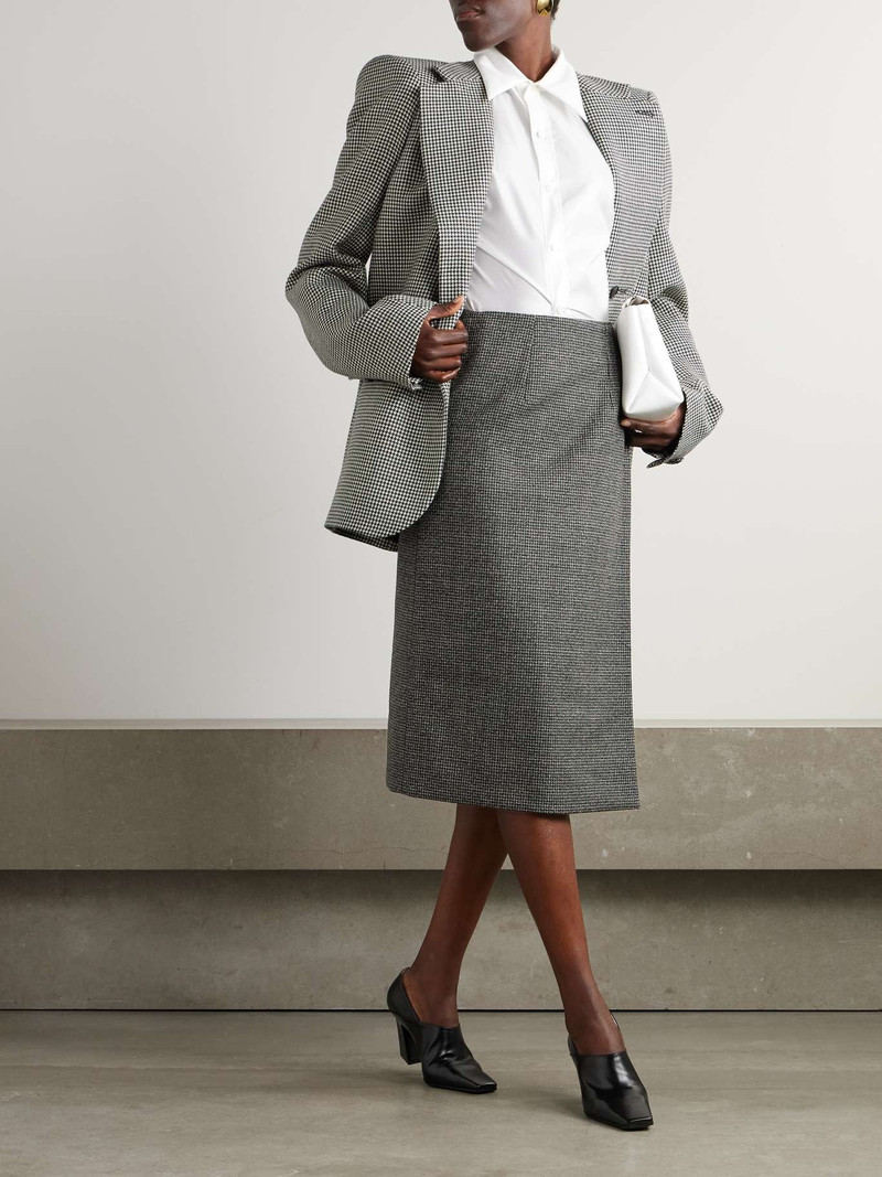 MARIE ADAM-LEENAERDT Reversible houndstooth tweed and wool-twill midi wrap skirt Black outlook