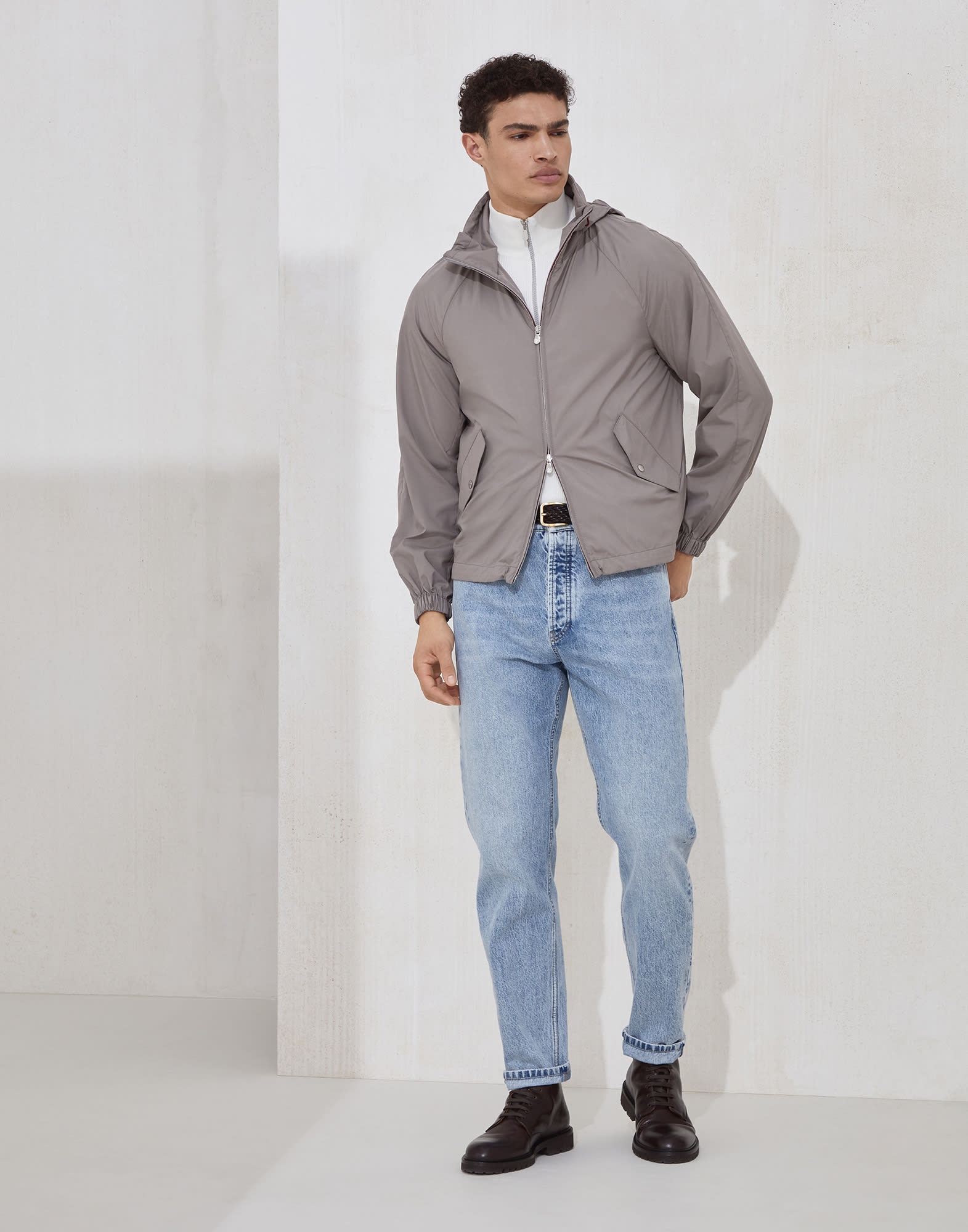 Cotton English rib sweater with half zip and raglan sleeves - 5