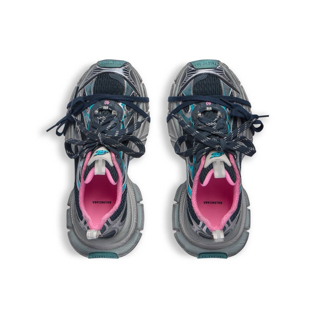 【BALENCIAGA】3XL Sneakers Grey Mix Blue Pink BALENCIAGA Women's 3xl Sneaker in Grey/blue/pink | REVERSIBLE