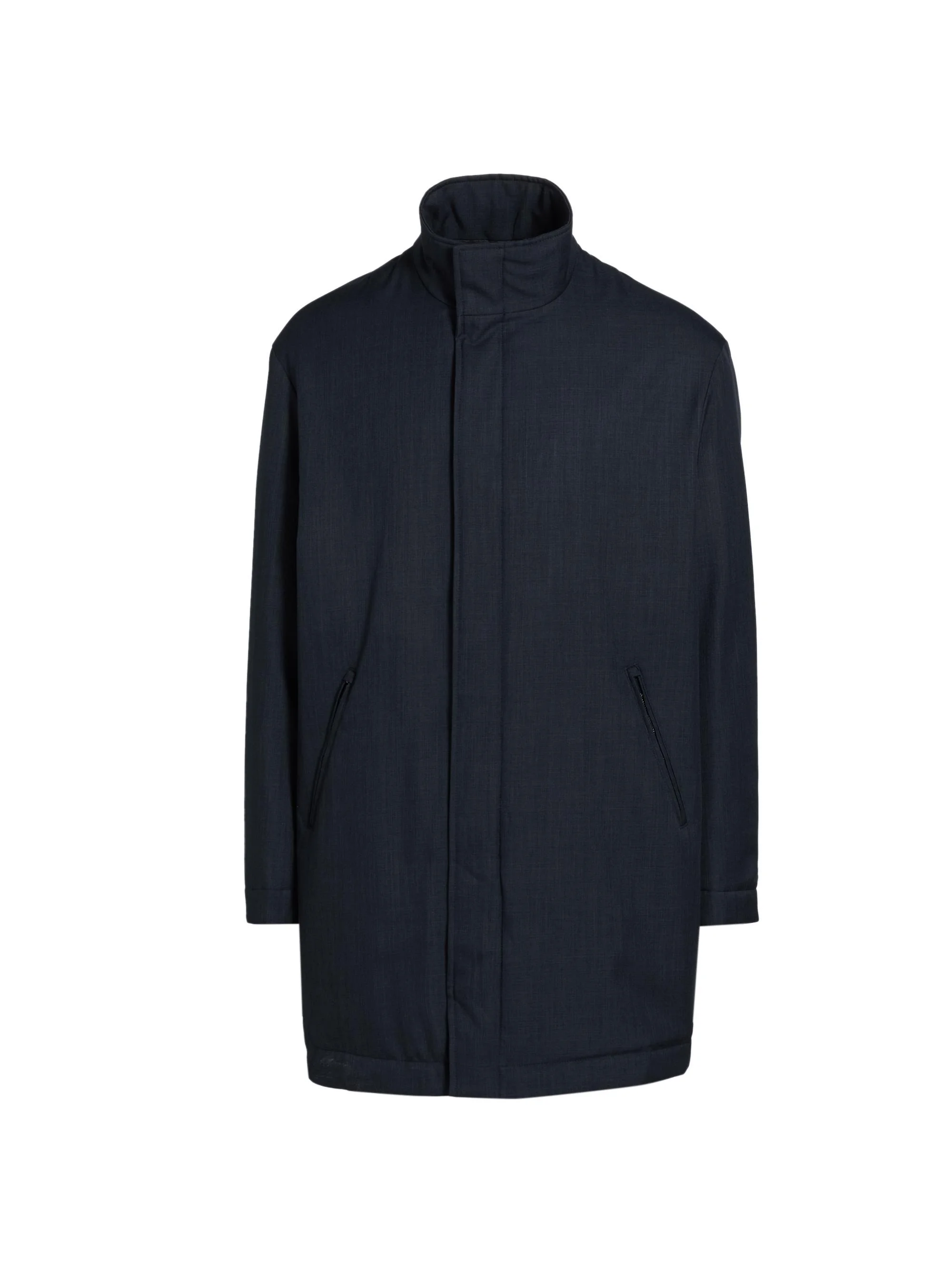 Men's Caban Stand Collar Coat - Navy - 1