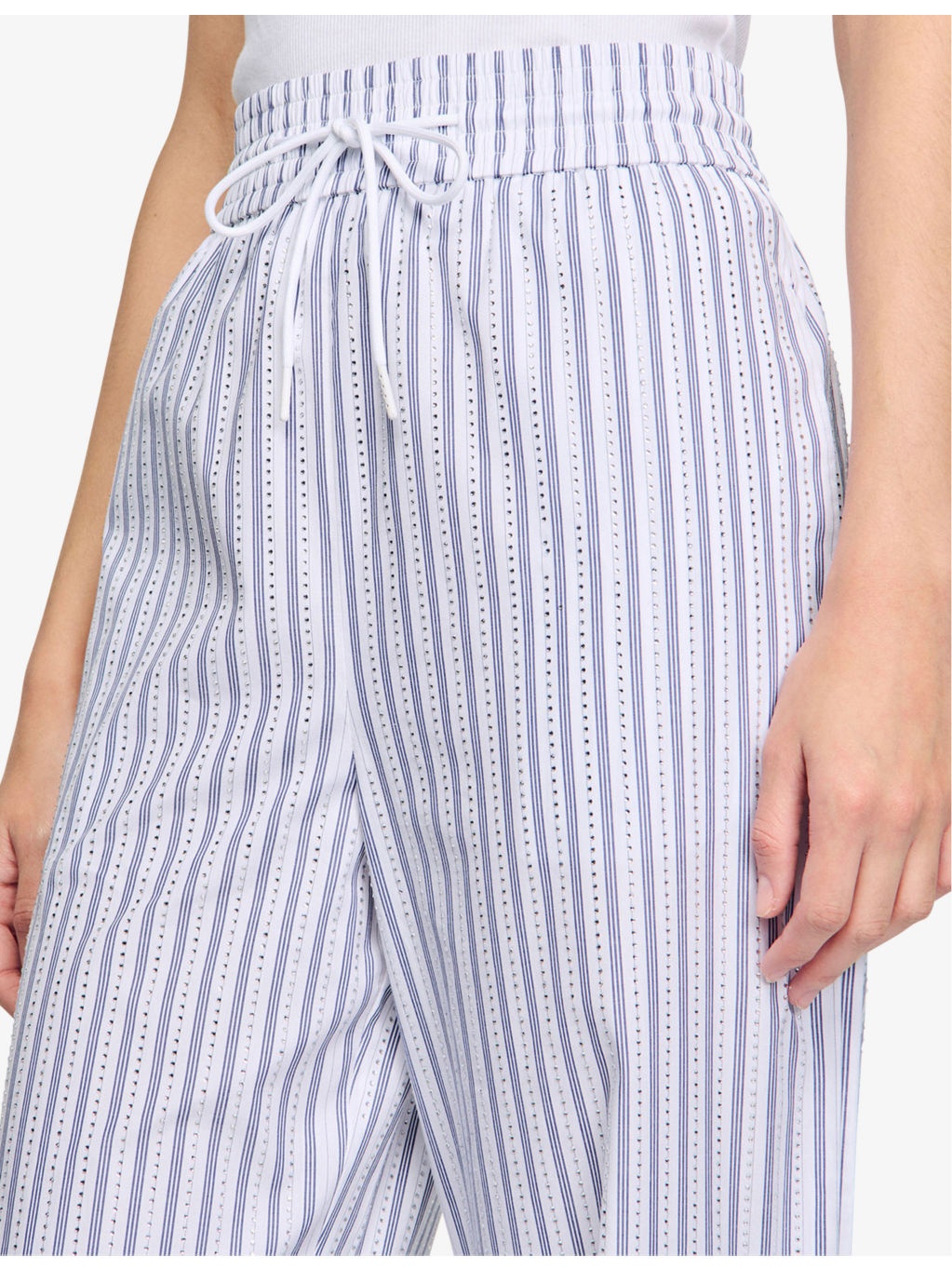 Striped Drawstring-Waist Cotton Trousers - 5