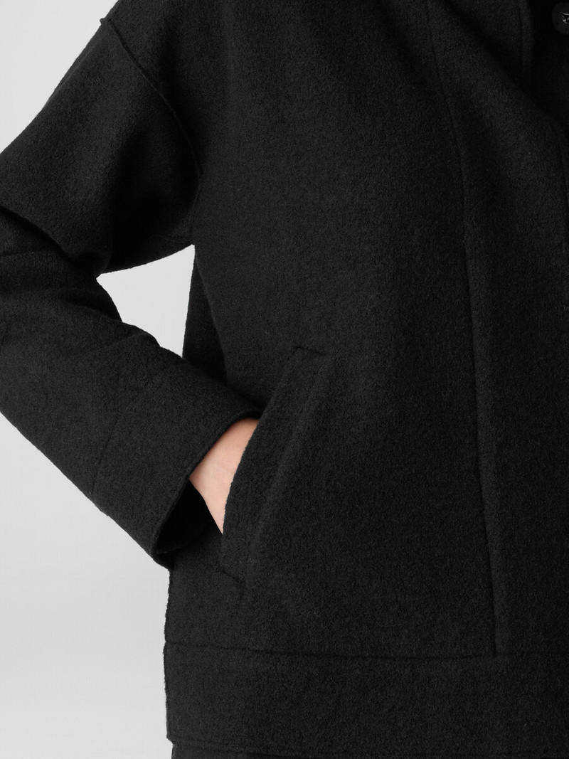 Lightweight Boiled Wool Stand Collar Jacket in Regenerative Wool 5
