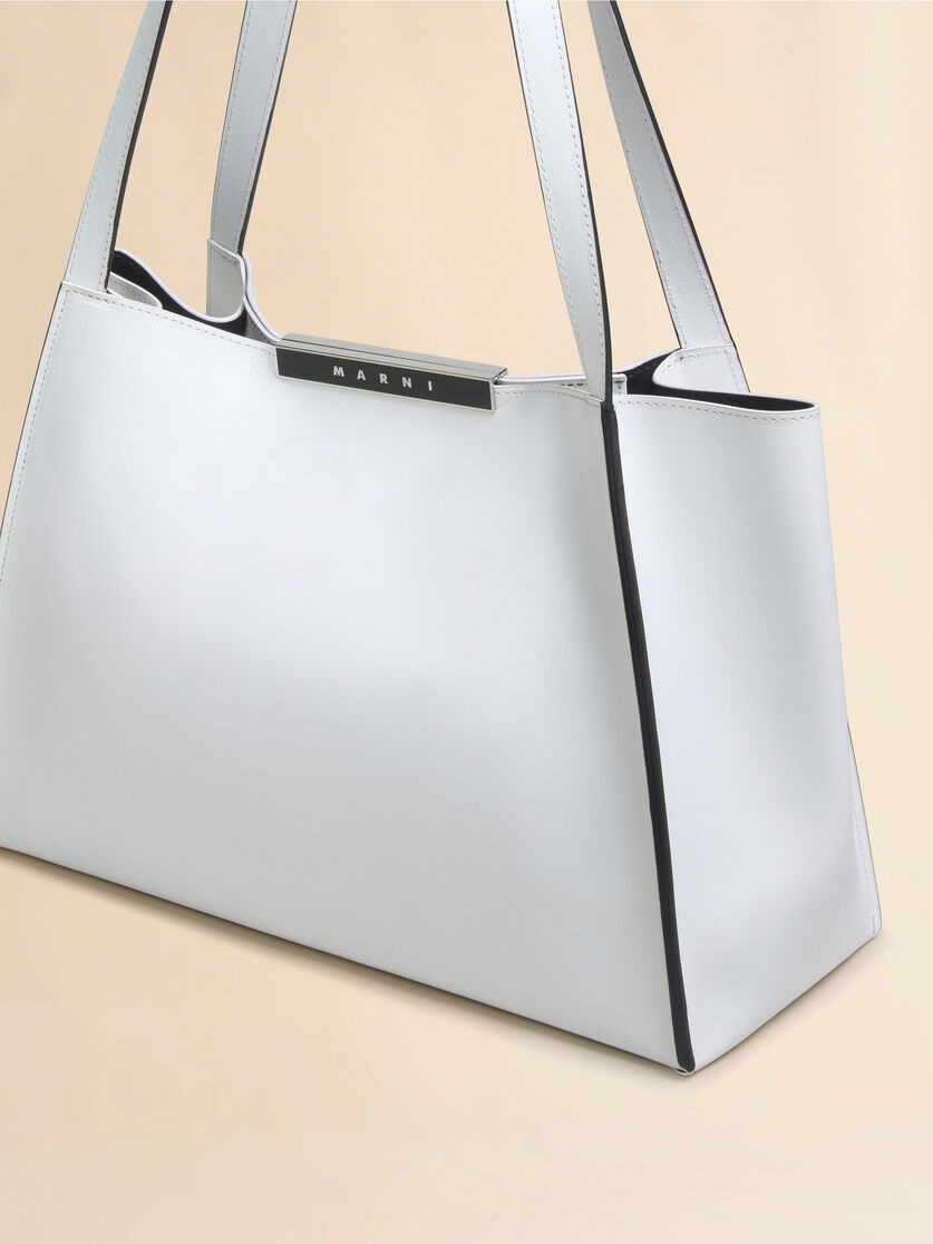 WHITE LEATHER CRESTA E/W SMALL TOTE BAG - 5