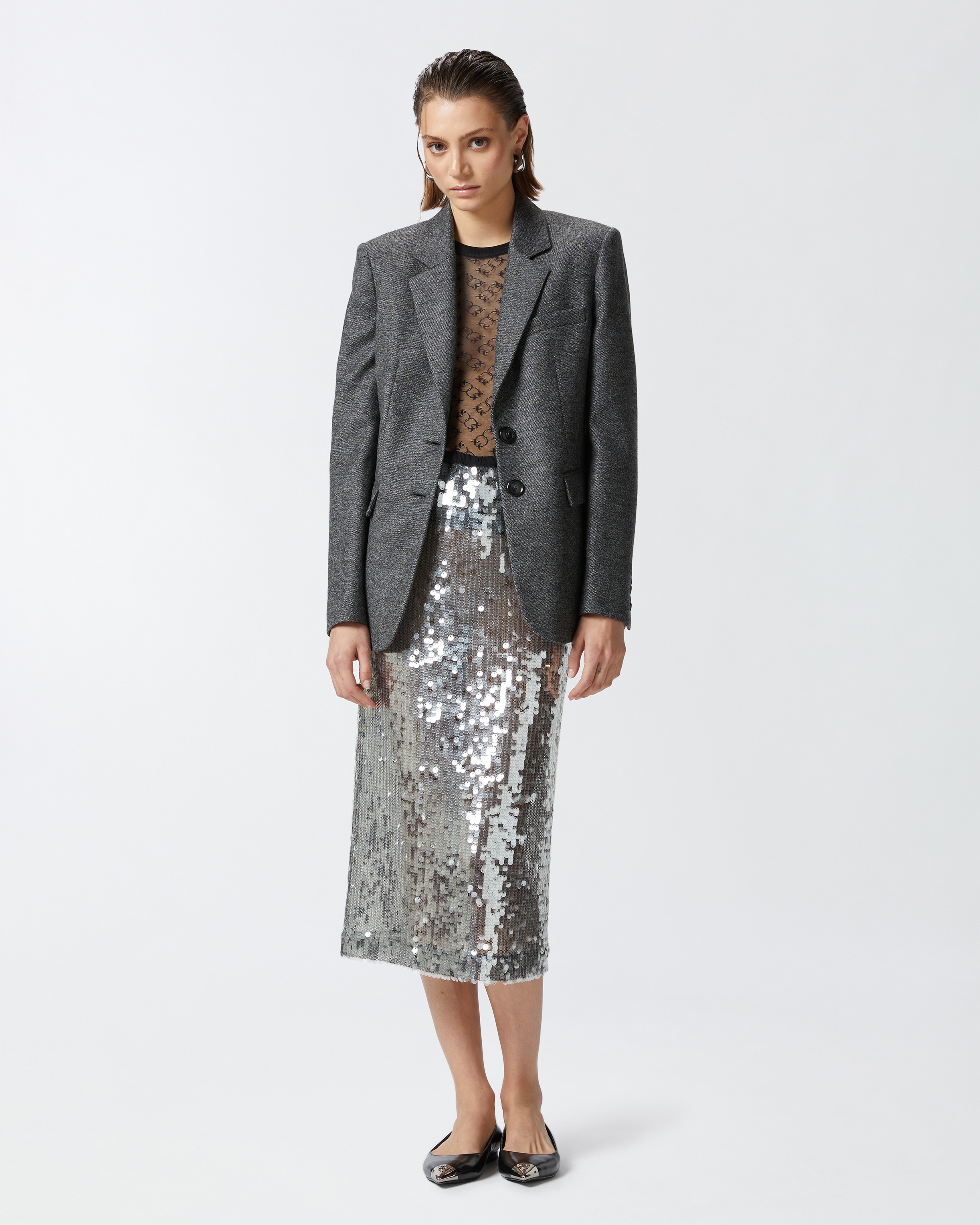 SALT AND PEPPER PATTERNED FLANNEL BLAZER - 3
