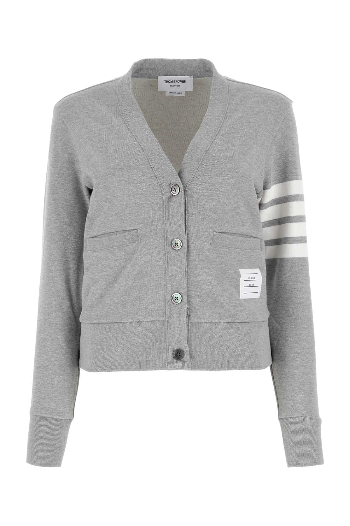Thom Browne Women Melange Grey Cotton Cardigan - 1