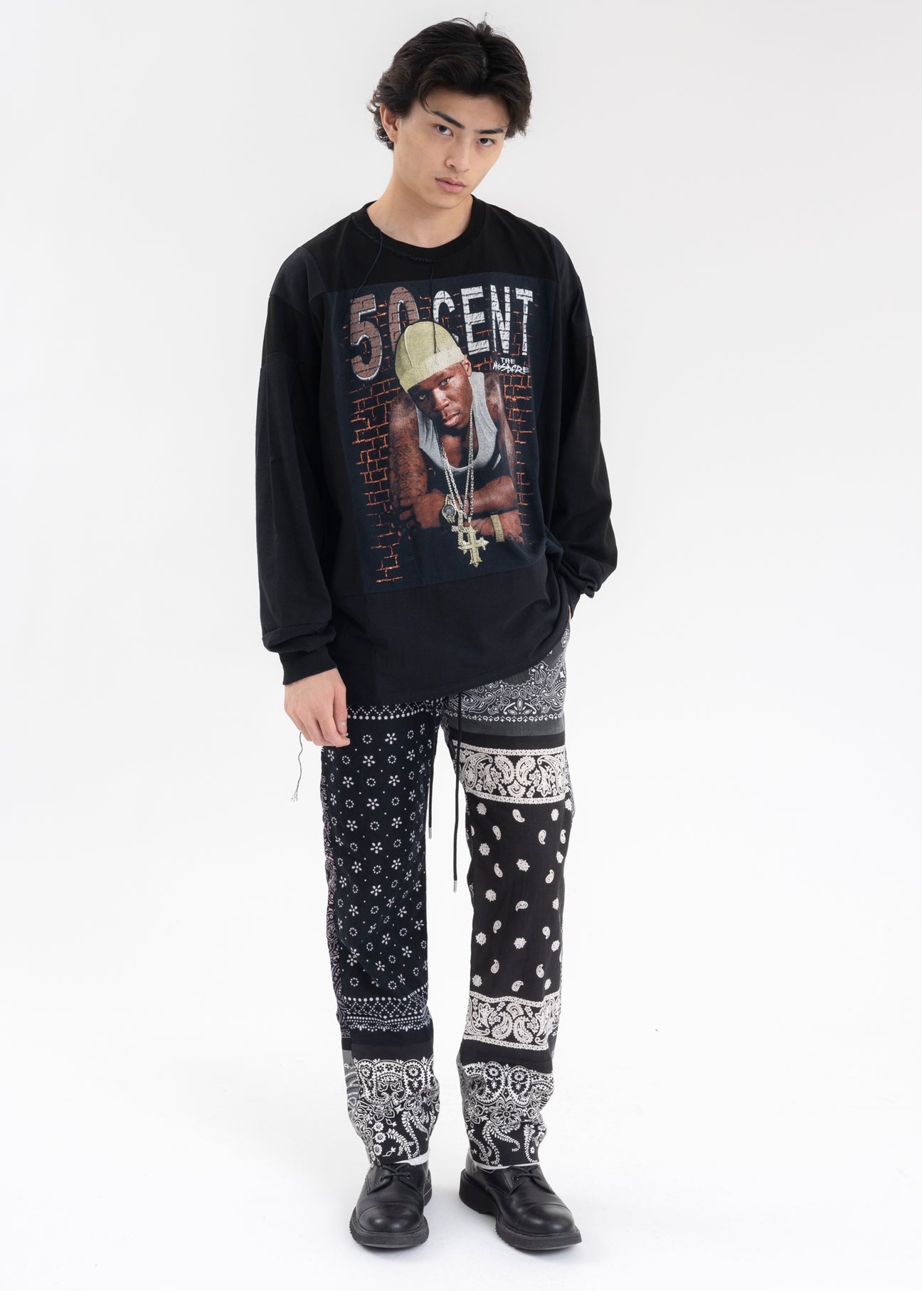 Black BANDANA PATCHWORK PANTS - 12