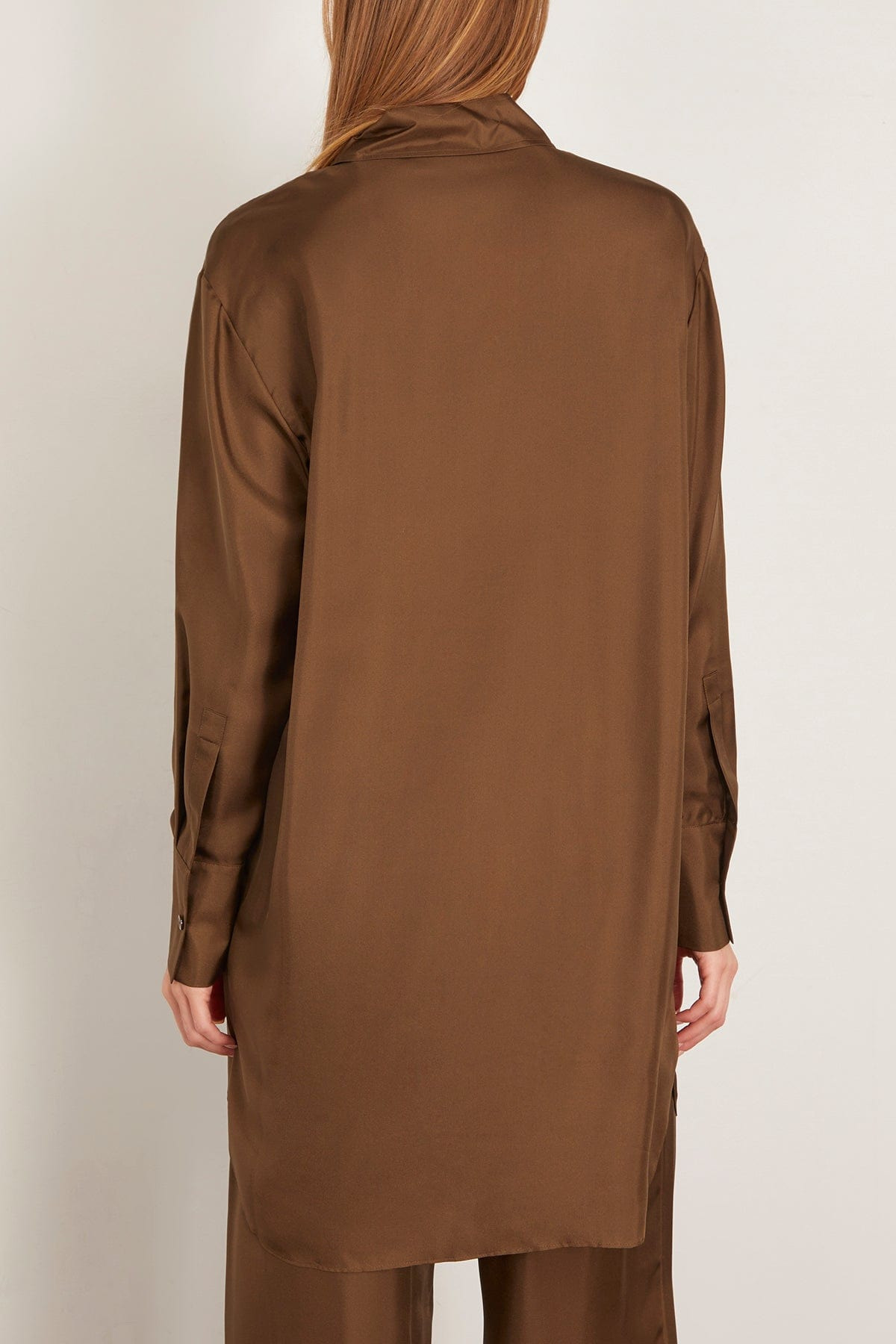 Oversized Silk Shirt in Forest - 4