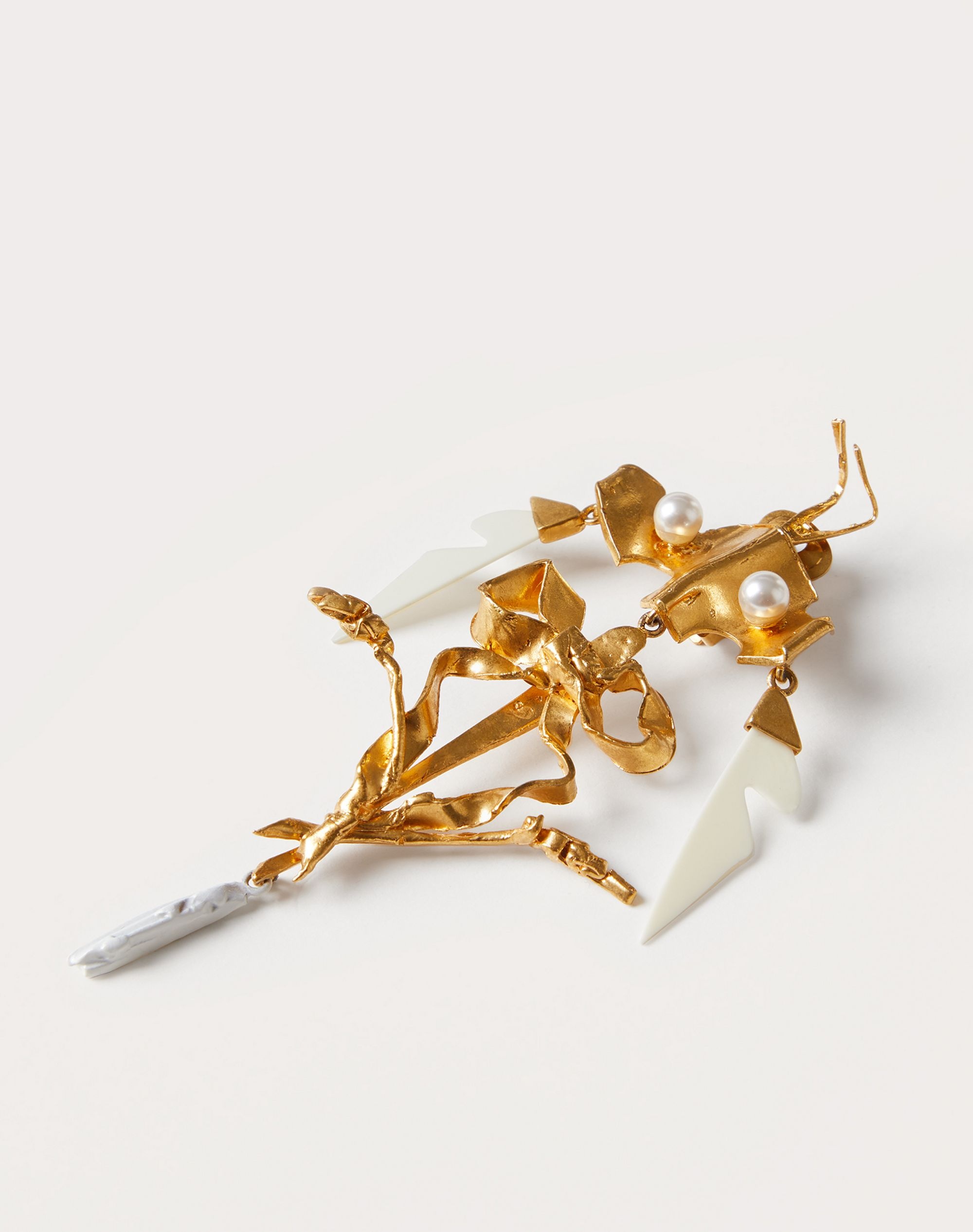 Dreamy Forest Single Earring in Metal, Enamel, Plexiglass and Swarovski® Pearls - 4