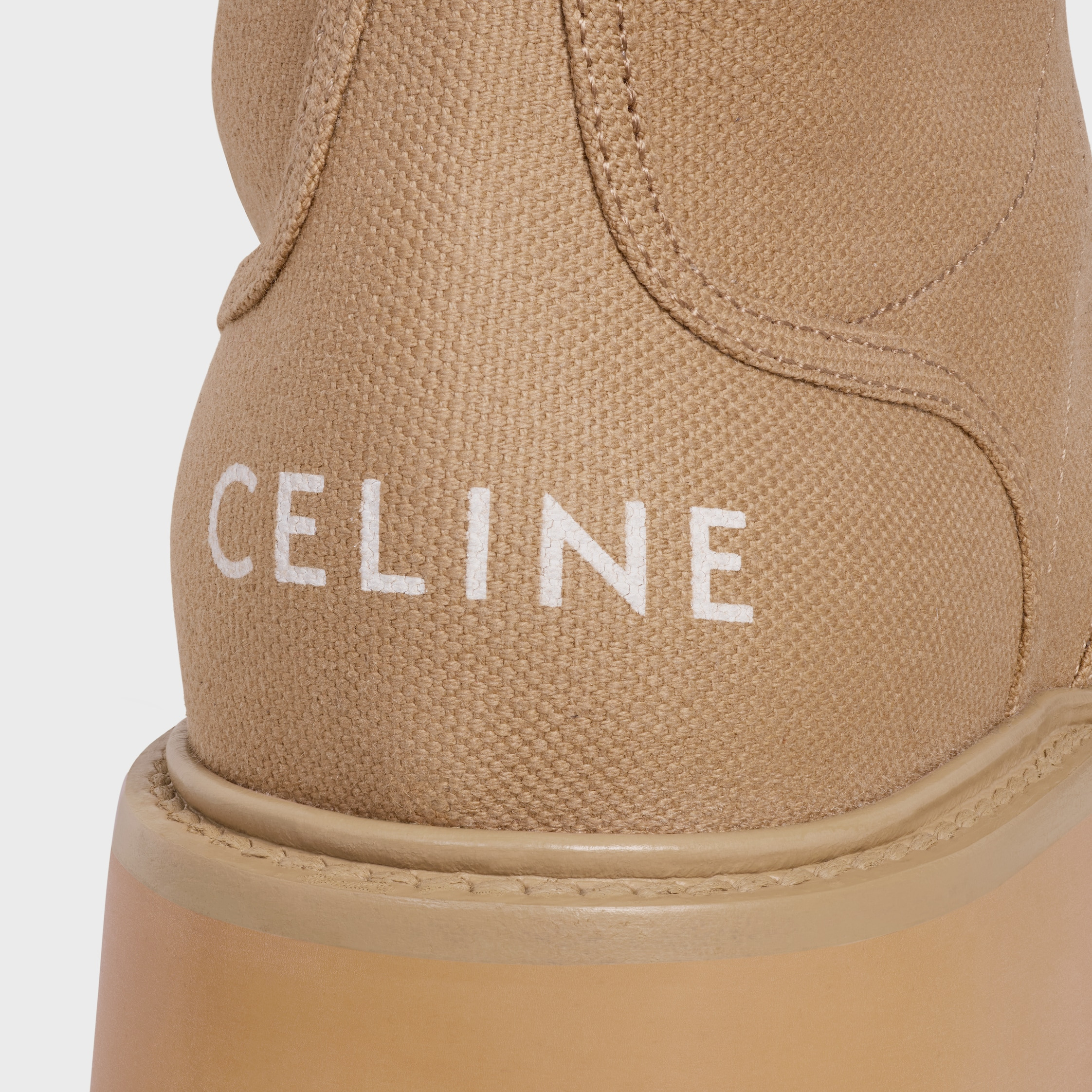 CELINE BULKY LACE-UP BOOT IN CANVAS & CALFSKIN - 5