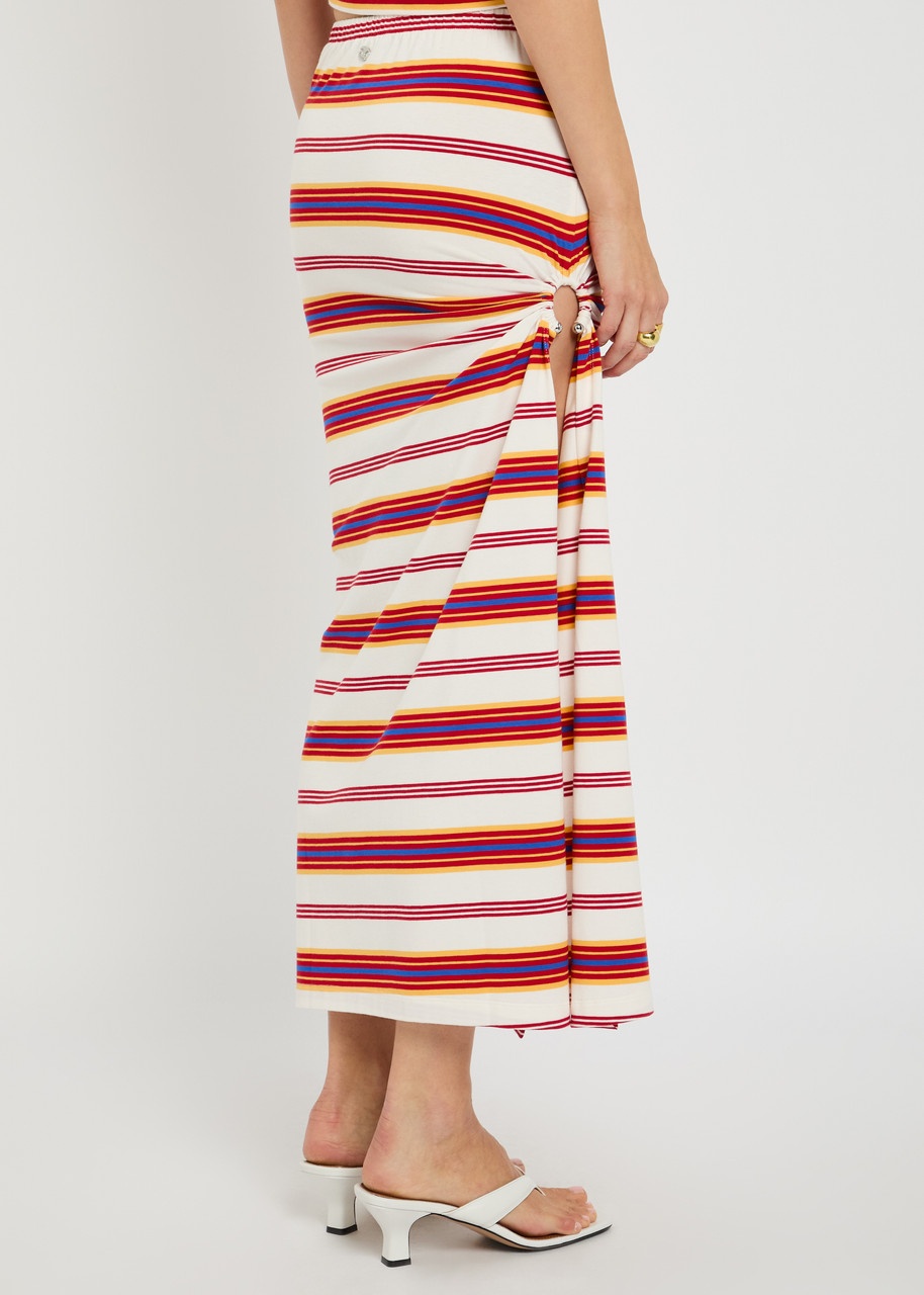 Rabanne Jupe Striped Stretch-cotton Midi Skirt - 3