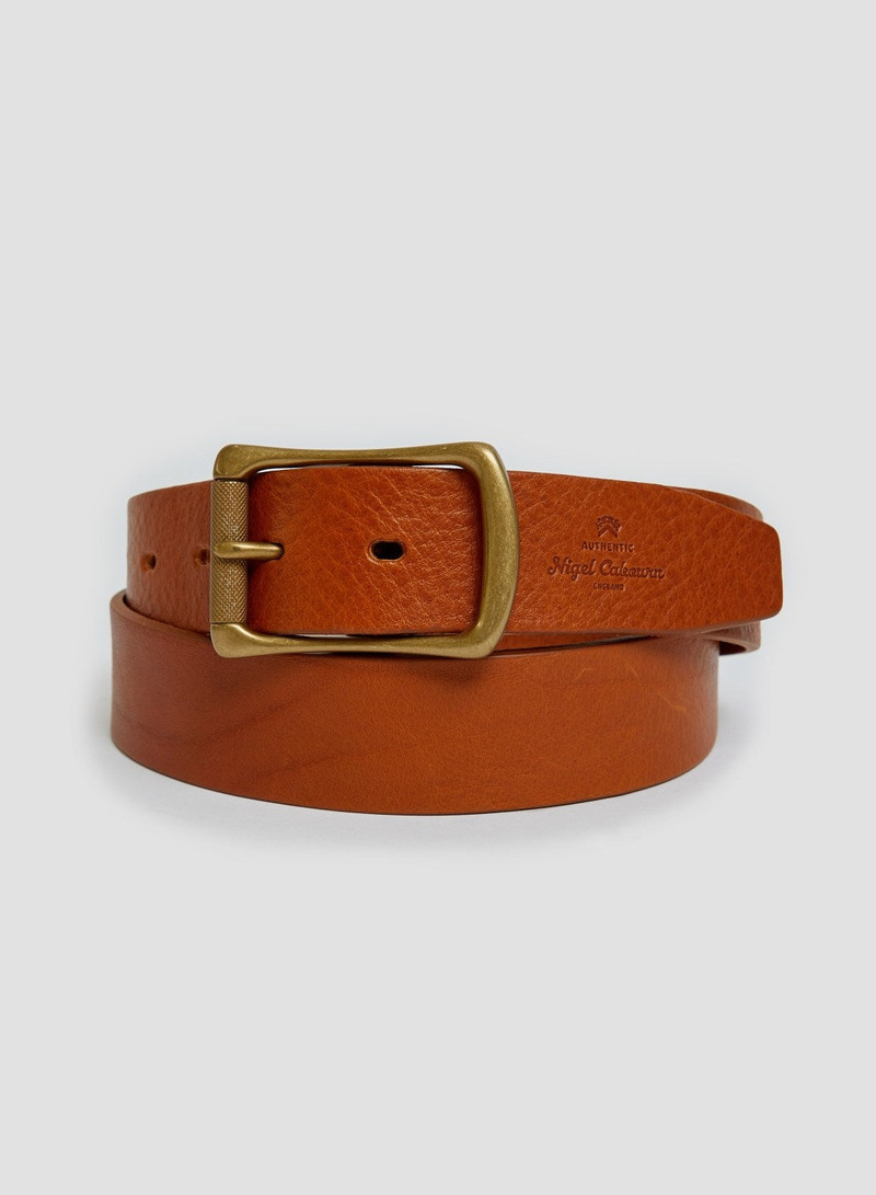 Military Roller Buckle Belt In Tan Leather 1