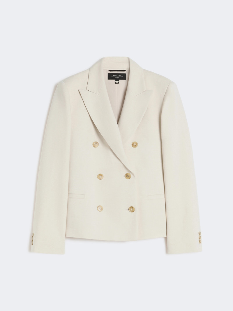 NEMBI Viscose and linen blazer - BEIGE 1