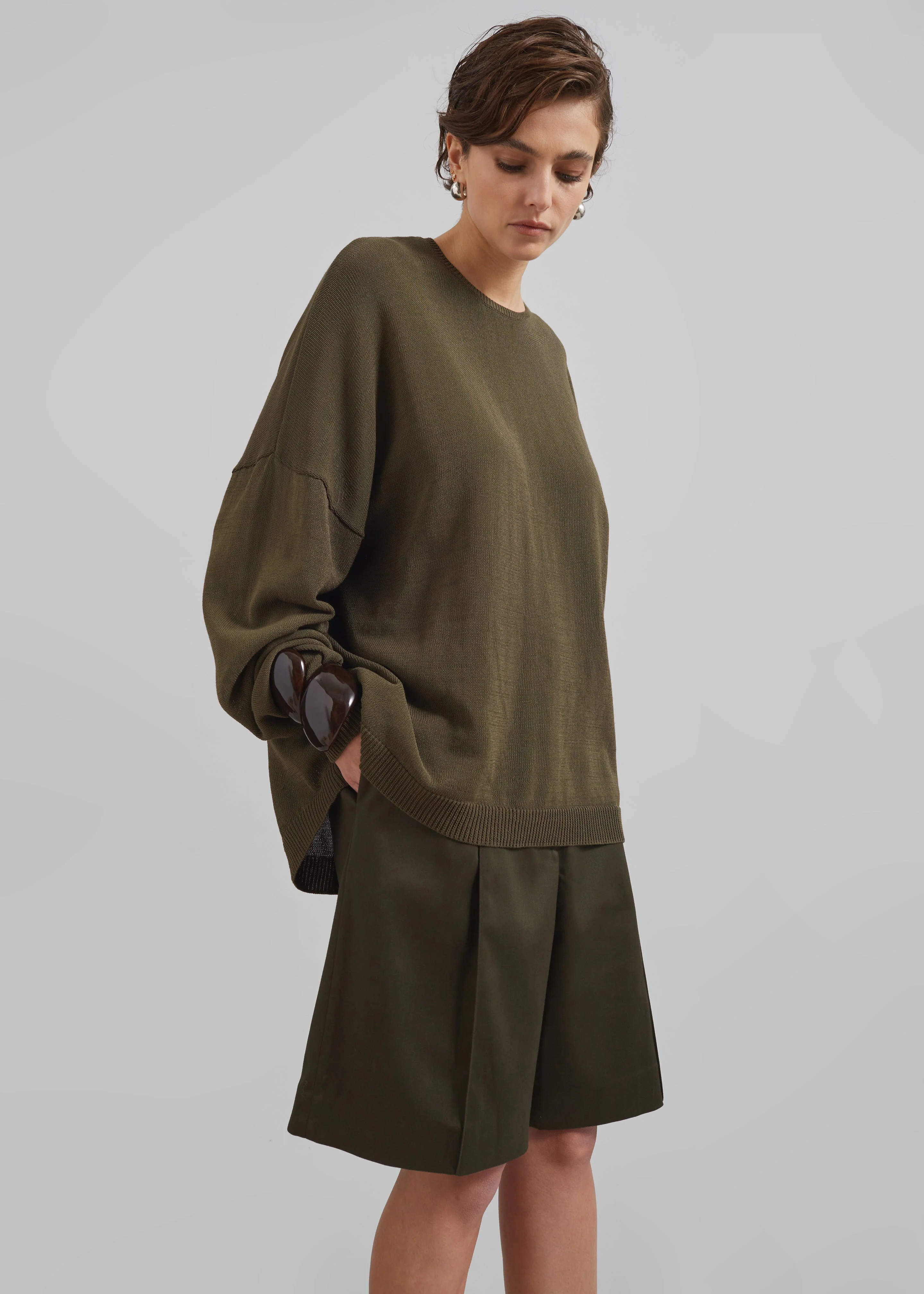 Basel Crew Neck Sweater - Khaki - 1