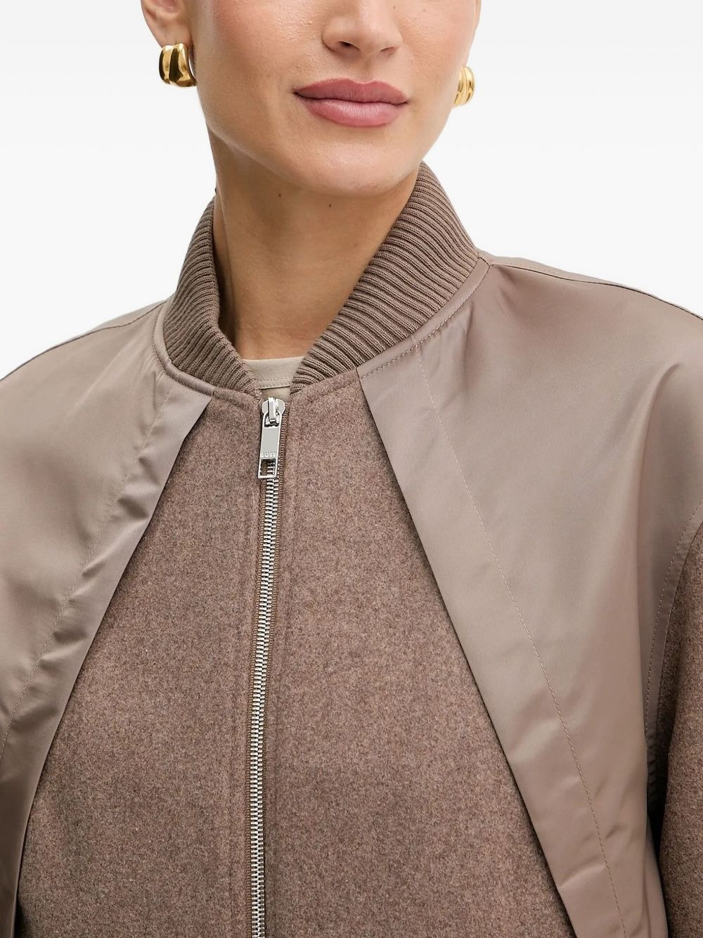 wool-paneled bomber jacket - 4