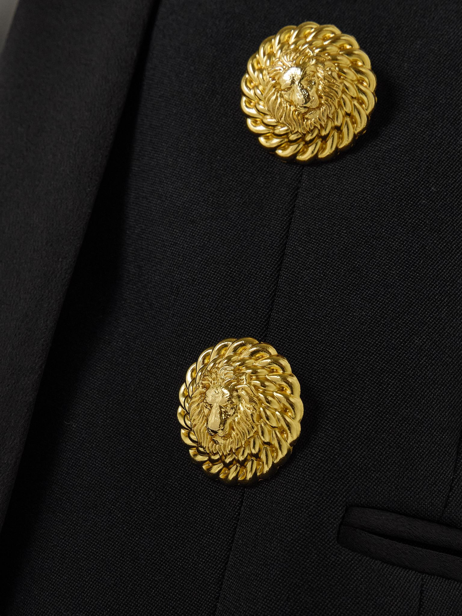 Embellished satin-trimmed grain de poudre wool jacket Black - 4