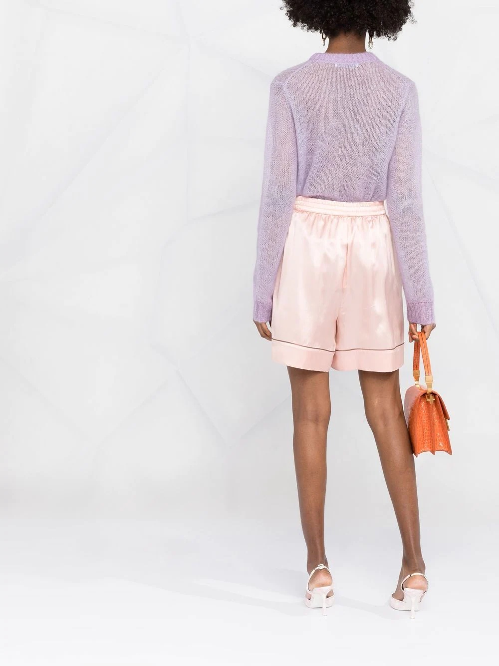 contrast-detail silk shorts - 6