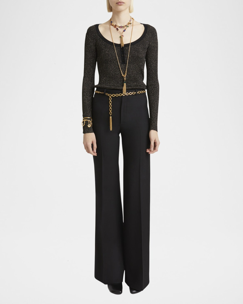 Flared Crepe Wool Trousers 3