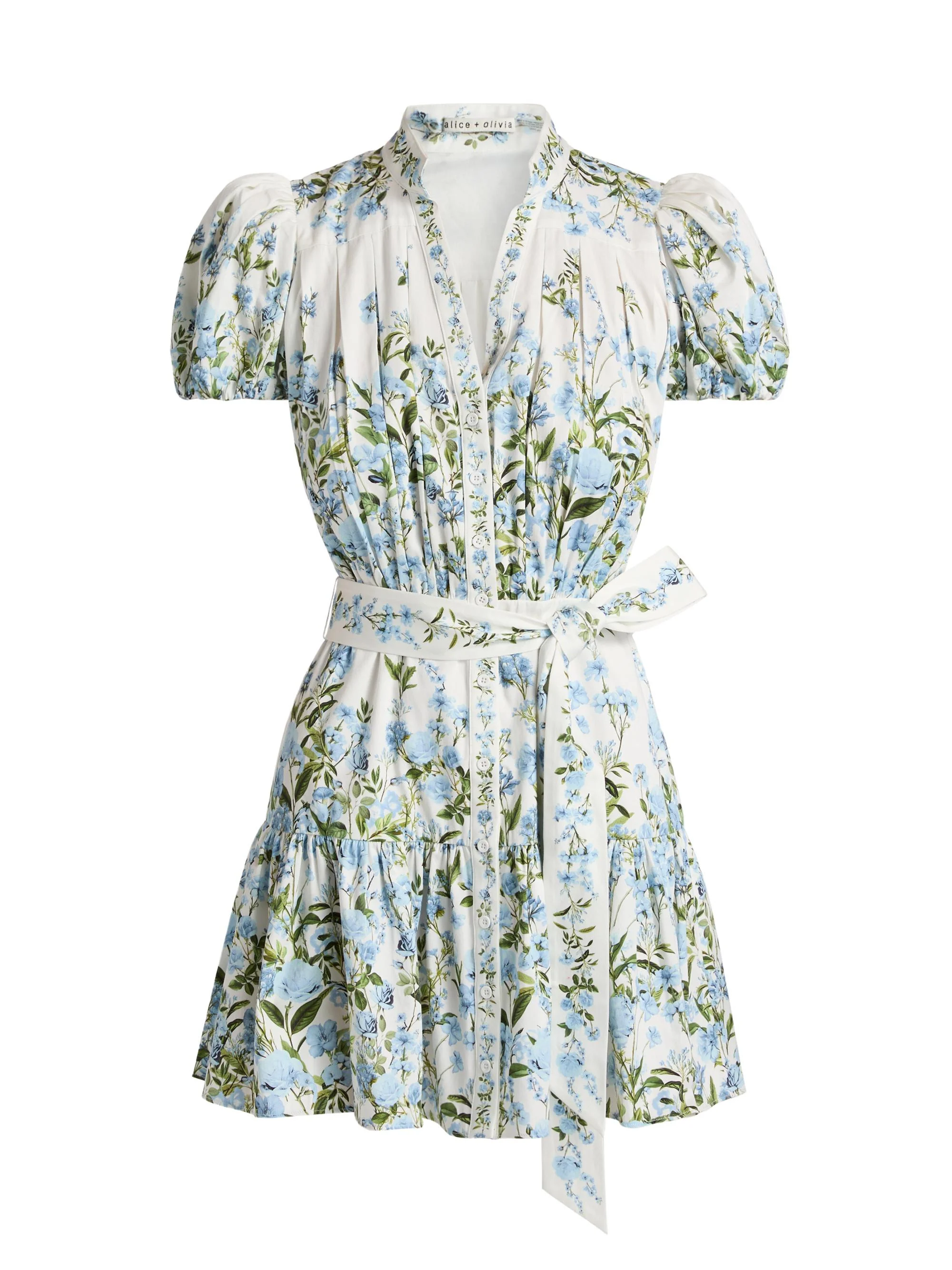 Women's Cora Floral Cotton Tiered Minidress - Fresh Air Carolina Blue - 1