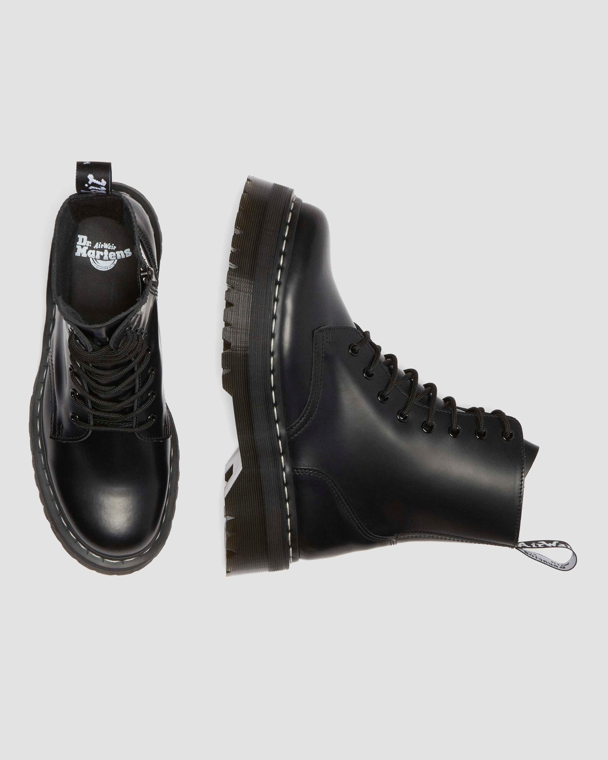 Jadon White Stitch Smooth Leather Platform Boots - 10