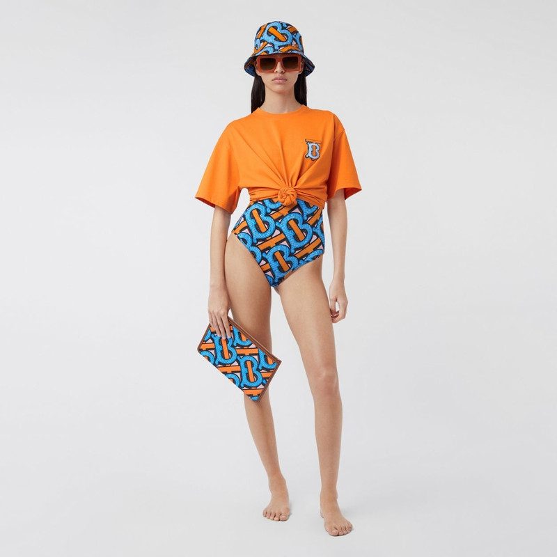 Monogram Print E-canvas and Leather Pouch 5