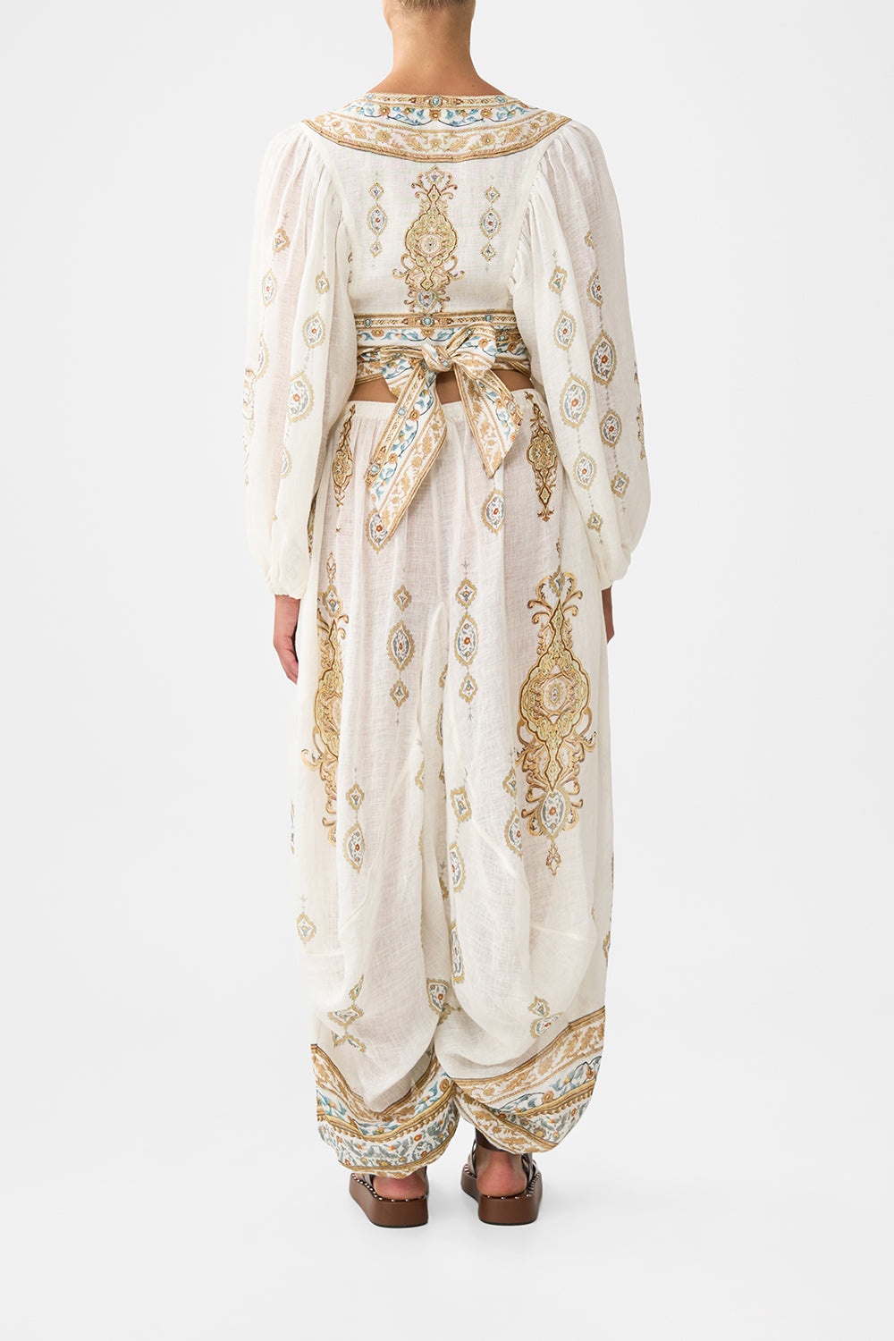 PANELLED HAREM PANT WITH TIE WAIST - 3