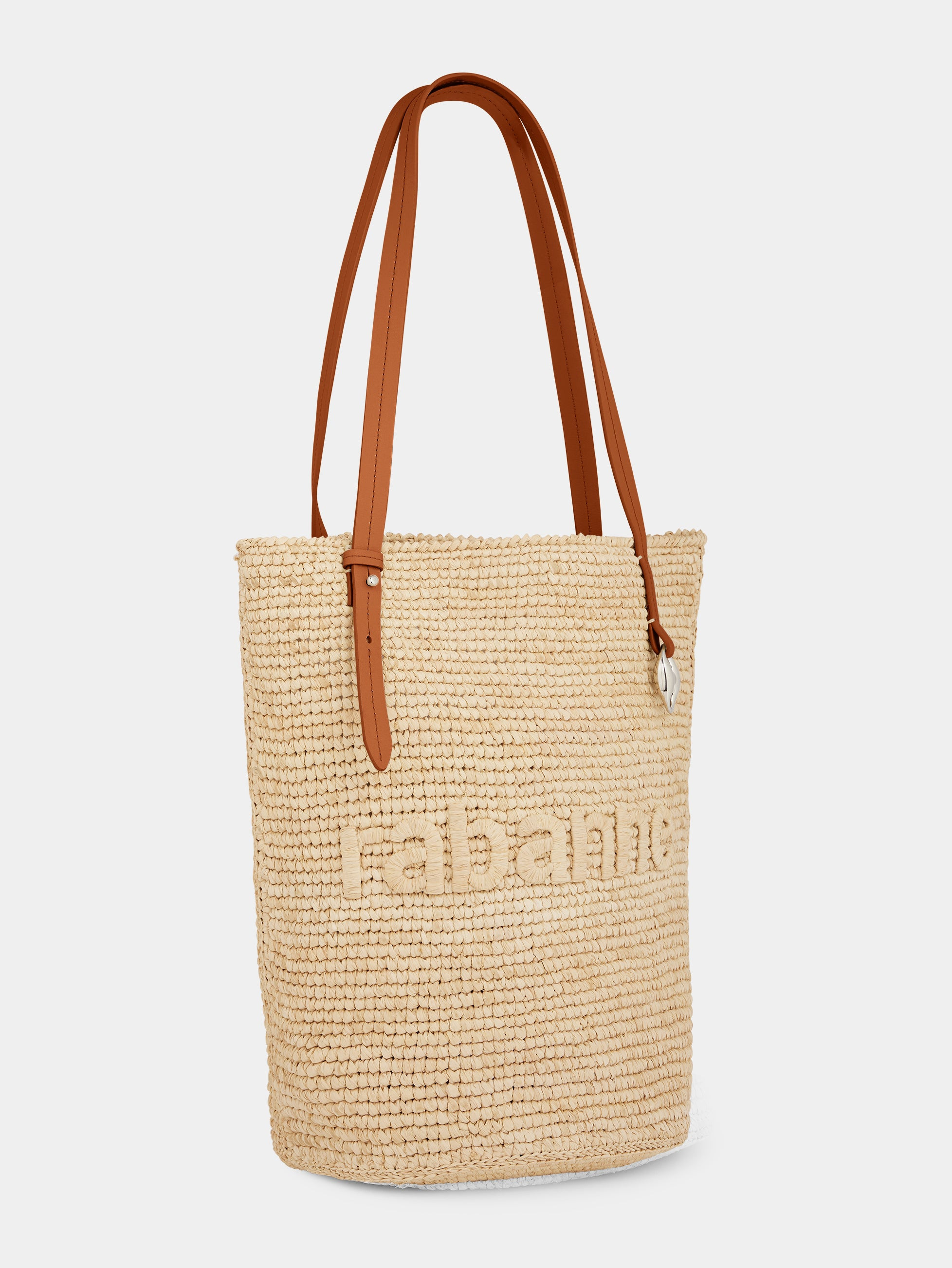 BEIGE RAFFIA TOTE BAG WITH LOGO - 2