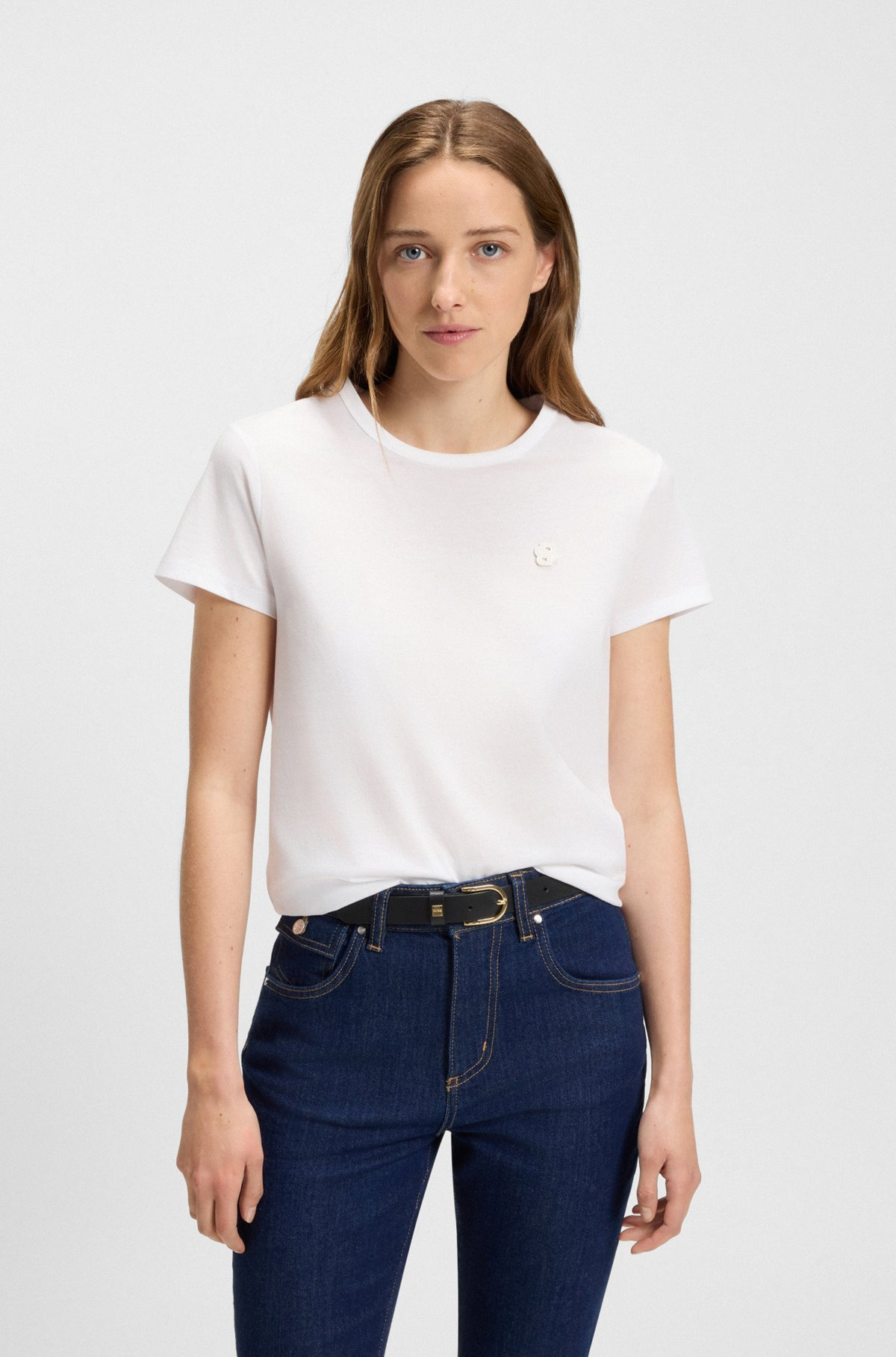 SLIM-FIT MERCERIZED-COTTON T-SHIRT WITH DOUBLE B MONOGRAM - 2