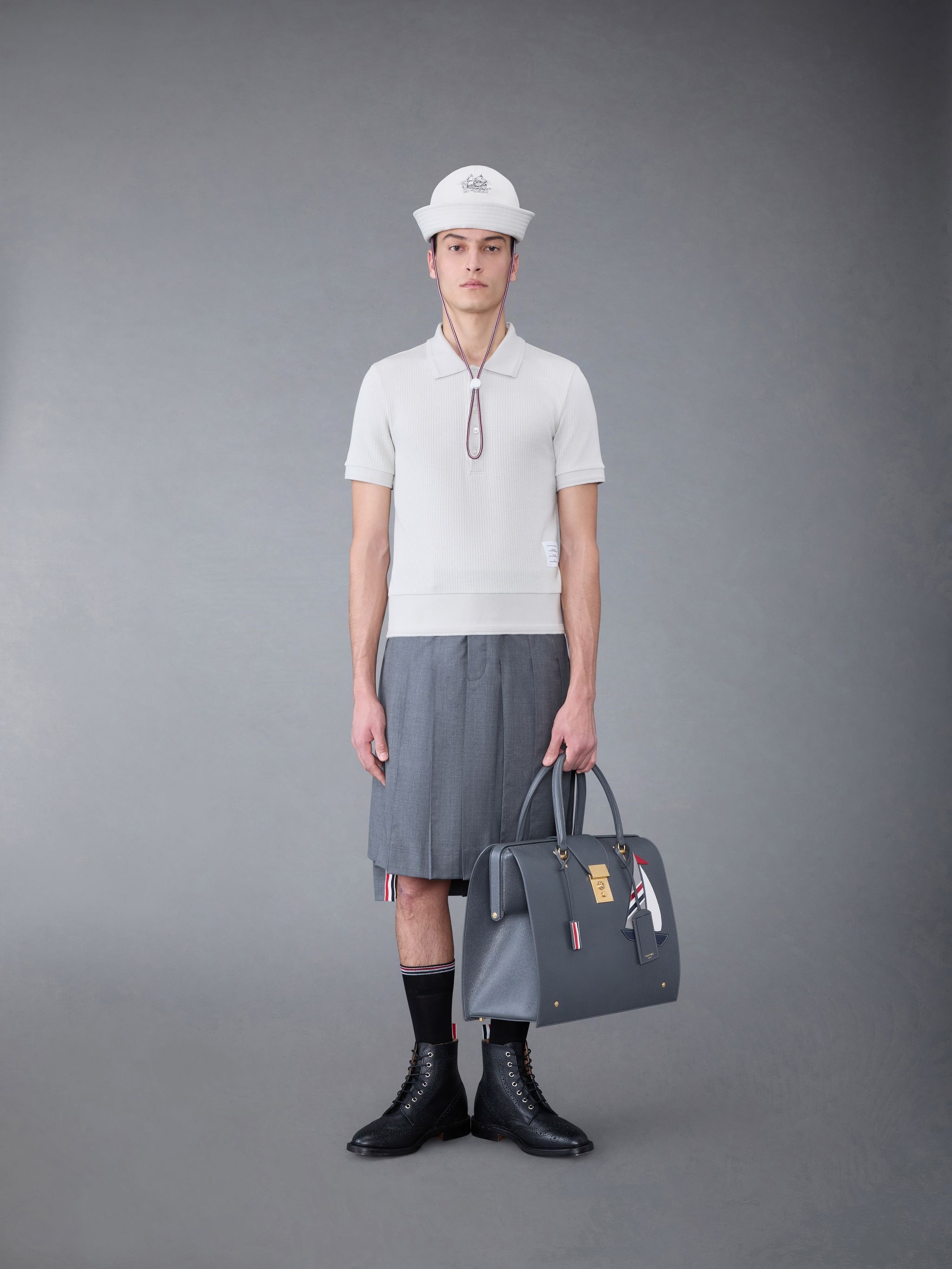 Thermal Rib Ottoman Stripe Short Sleeve Polo - 3