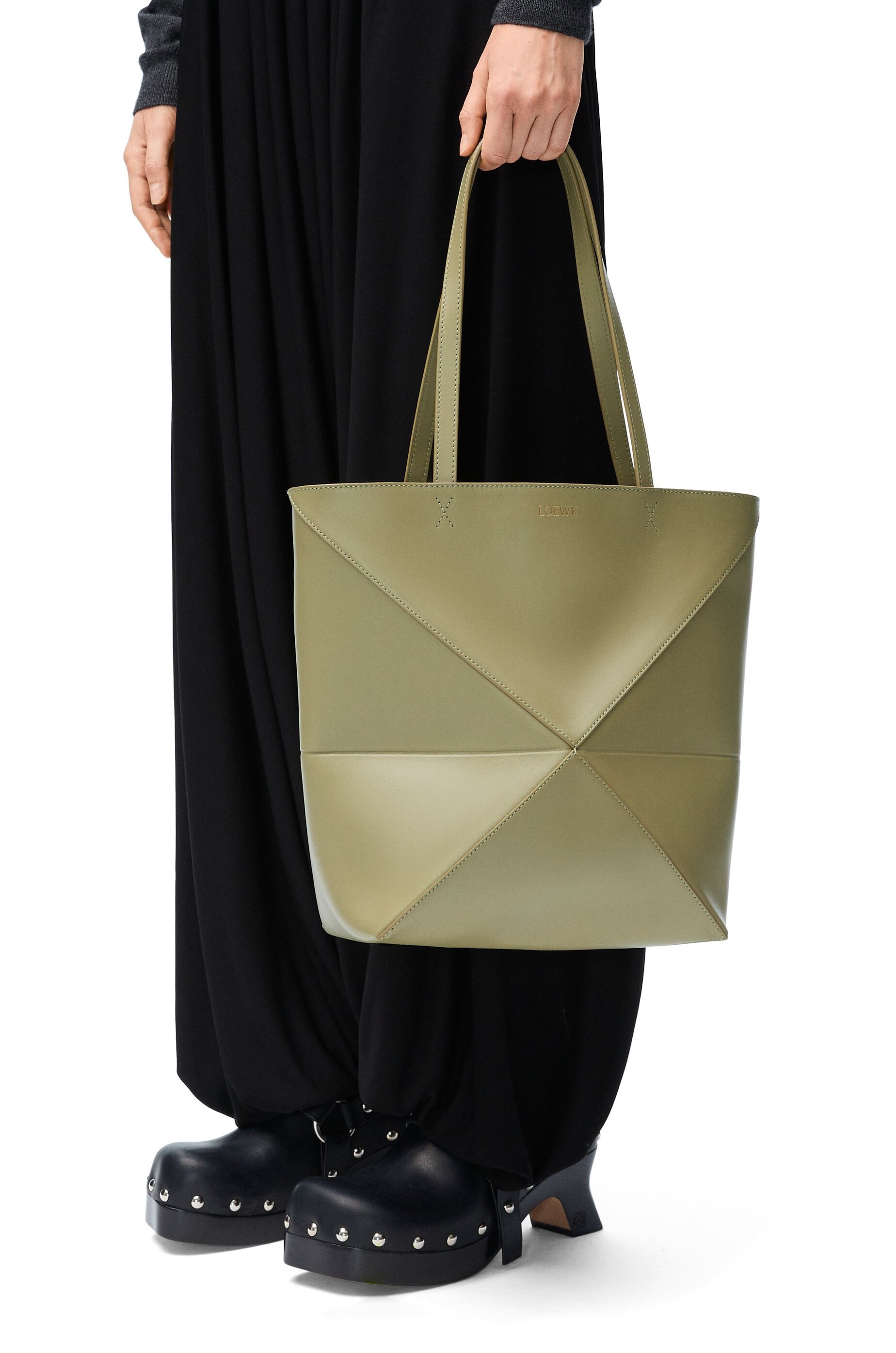 Medium Puzzle Fold tote in shiny calfskin - 3