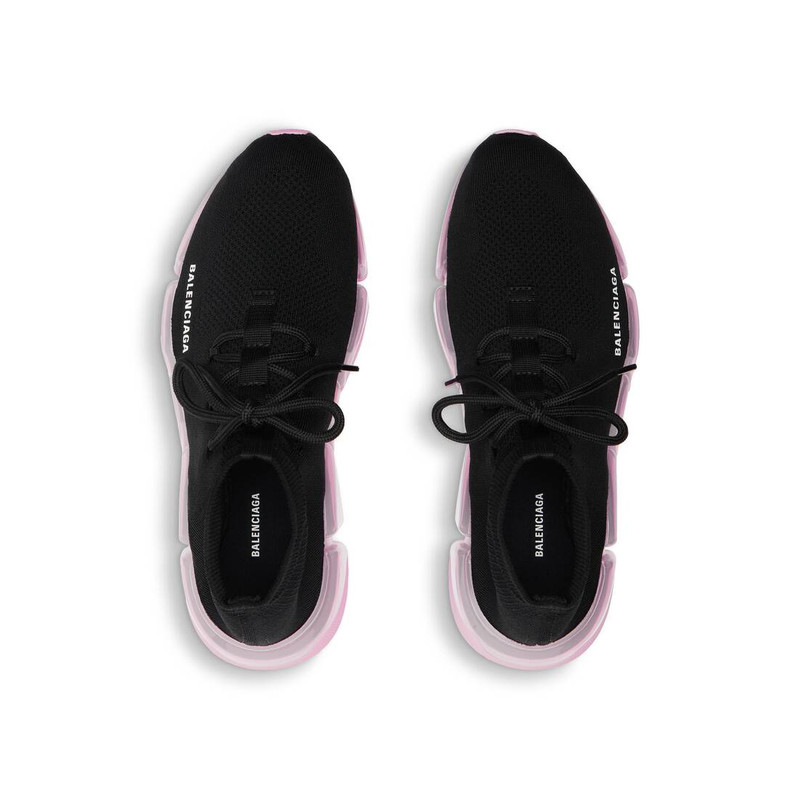 Women's Speed 2.0 Lace Up Full Clear Sole Recycled Knit Sneaker in Black/light Pink 6