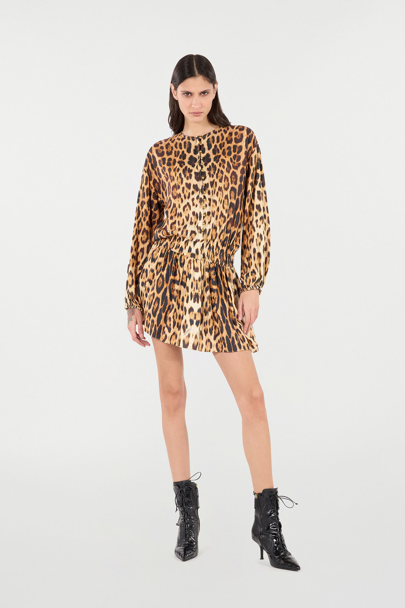 Roberto Cavalli Short Dress with Jaguar Skin Print outlook