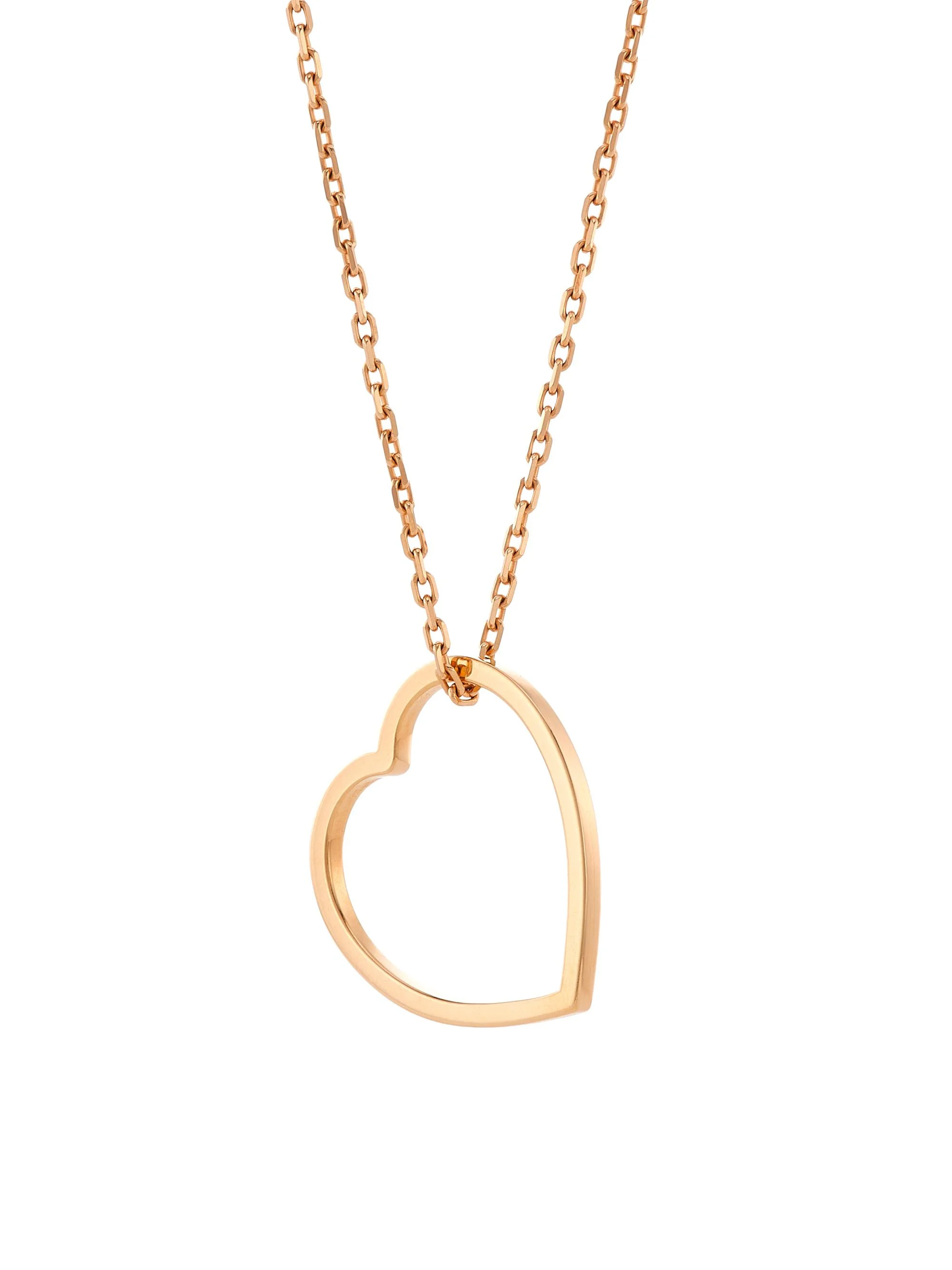 Women's Antifer 18K Gold Heart Long Pendant Necklace - Pink Gold - 1
