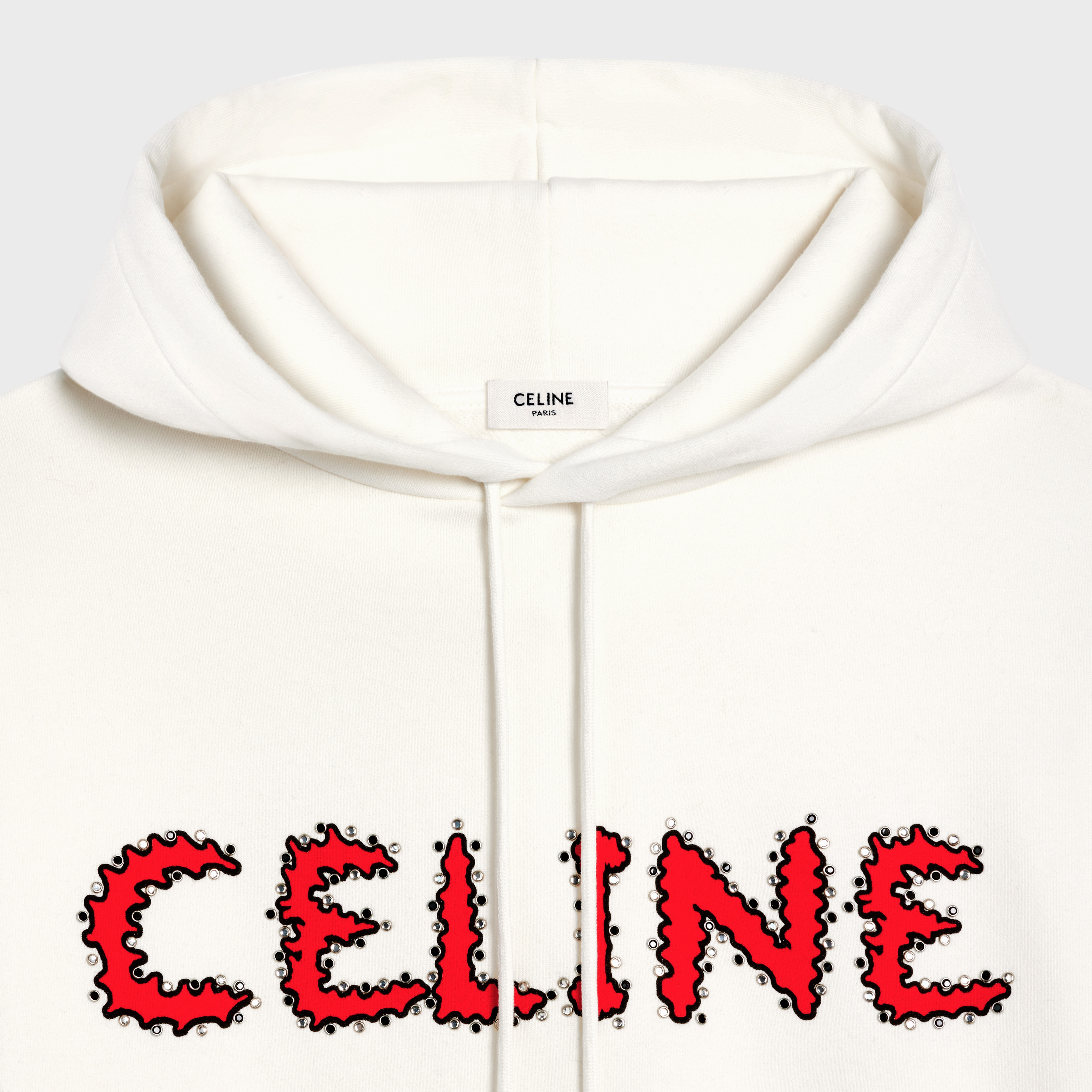 Celine rhinestones hoodie in cotton fleece - 4