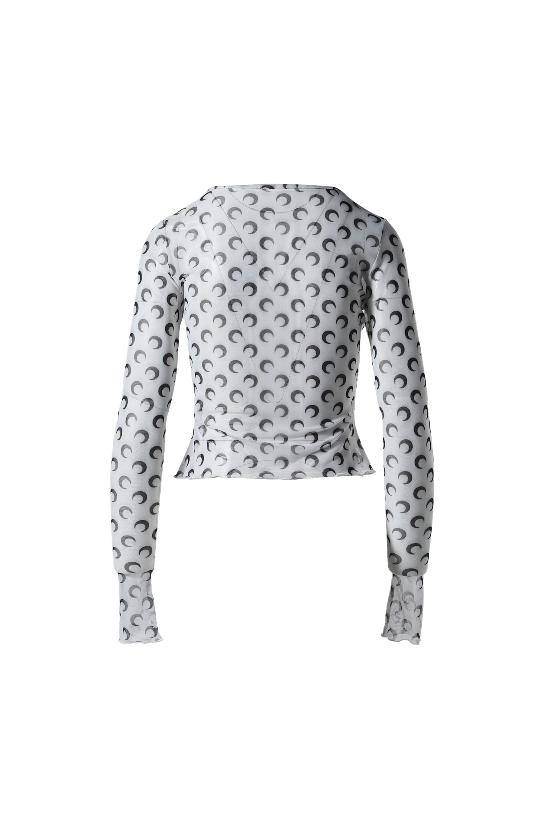 MOON PRINTED MESH SECOND SKIN CROPPED TOP / WHT - 2