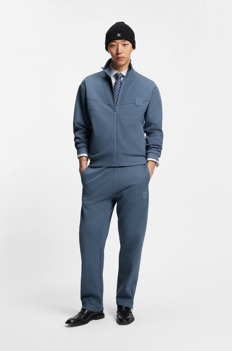 HUGO COTTON-BLEND SWEATSHIRT WITH DROP-NEEDLE STRIPE outlook