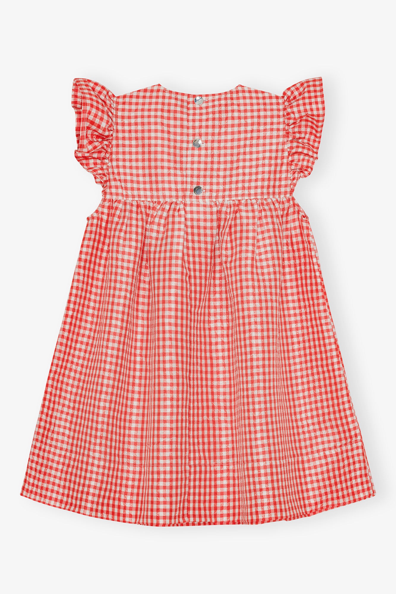 RED CRINKLED CHECK TAFFETA DRESS - 6