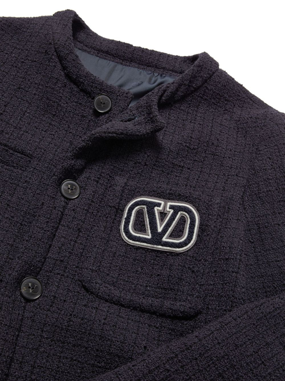 VLogo-appliqué tweed jacket - 3