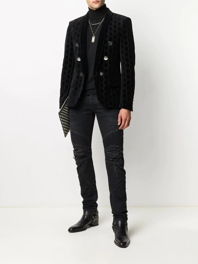 Balmain monogram velvet-effect blazer outlook