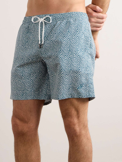 Brioni Straight-Leg Mid-Length Logo-Embroidered Printed Swim Shorts outlook