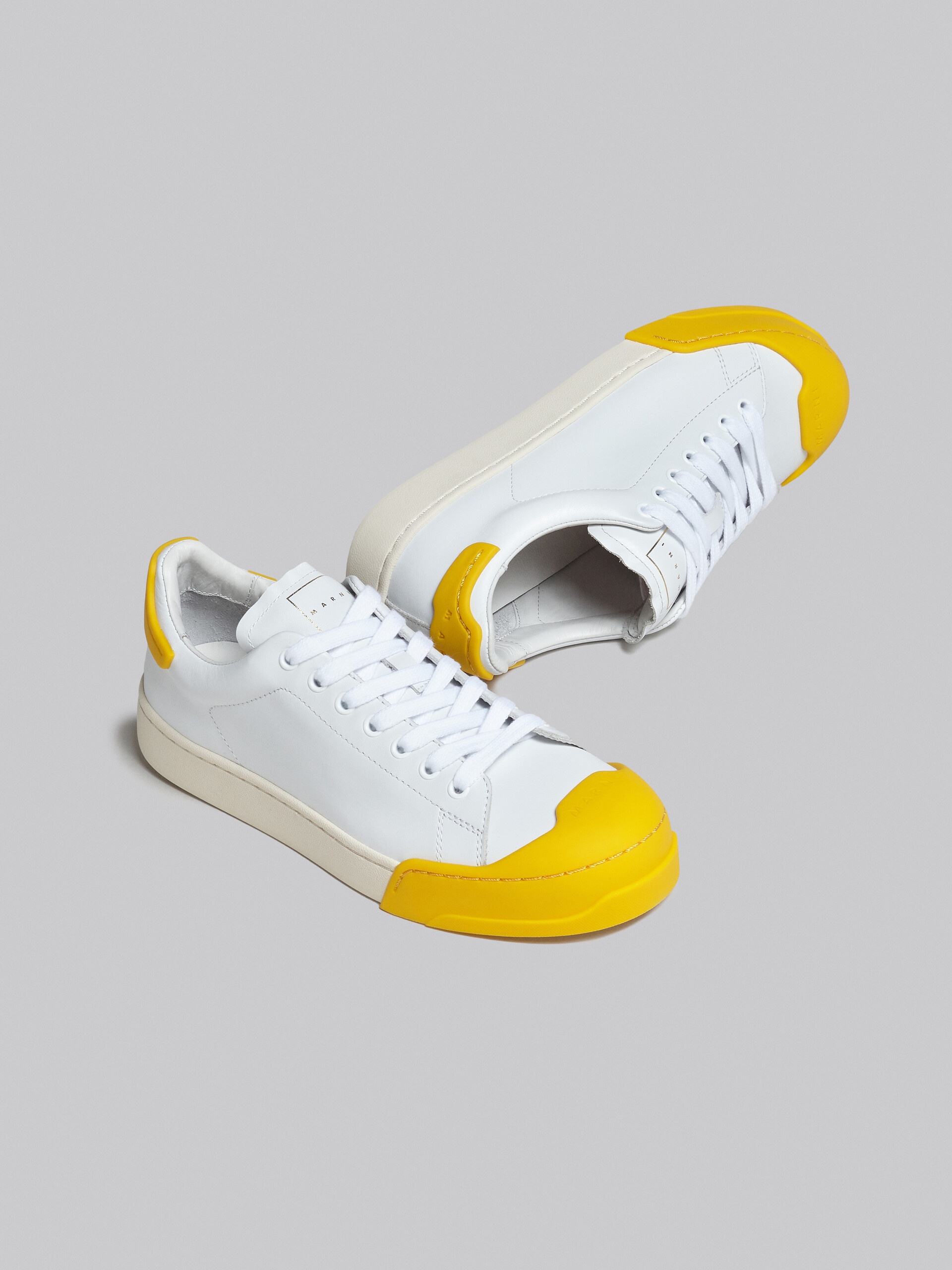 DADA BUMPER SNEAKER IN WHITE AND YELLOW LEATHER - 5