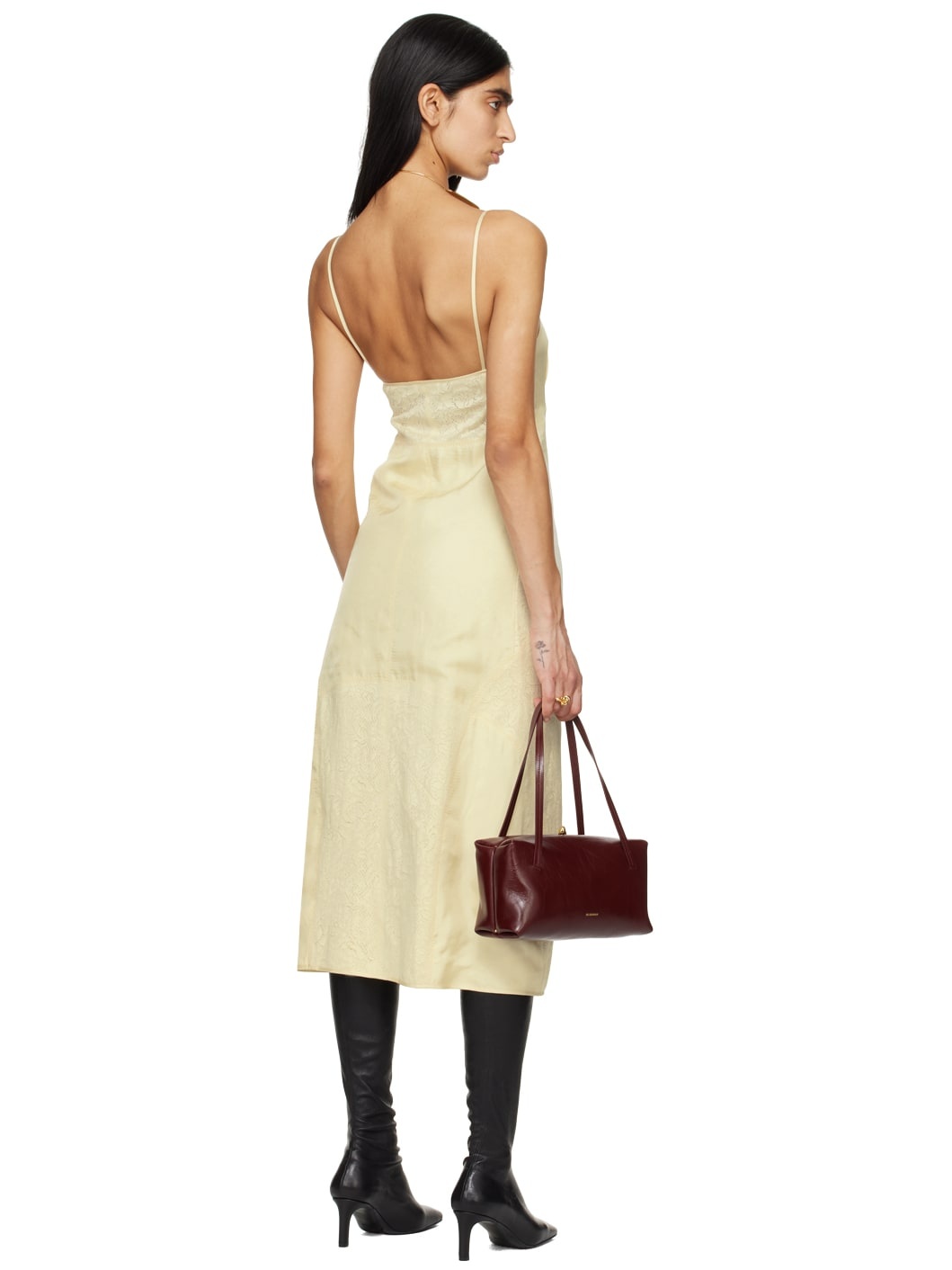 Yellow Square Neck Midi Dress - 3