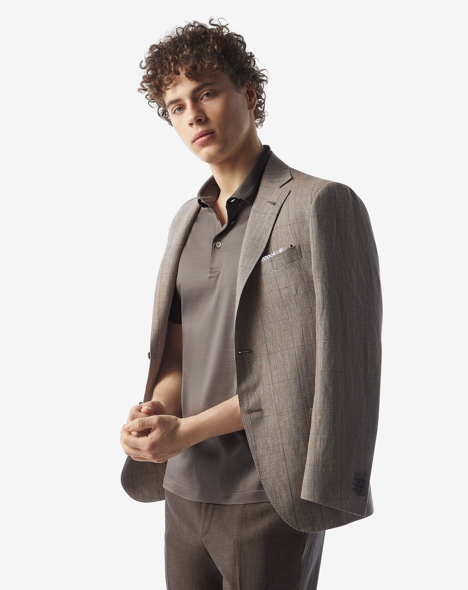 Brown button-up lisle thread polo shirt - 2