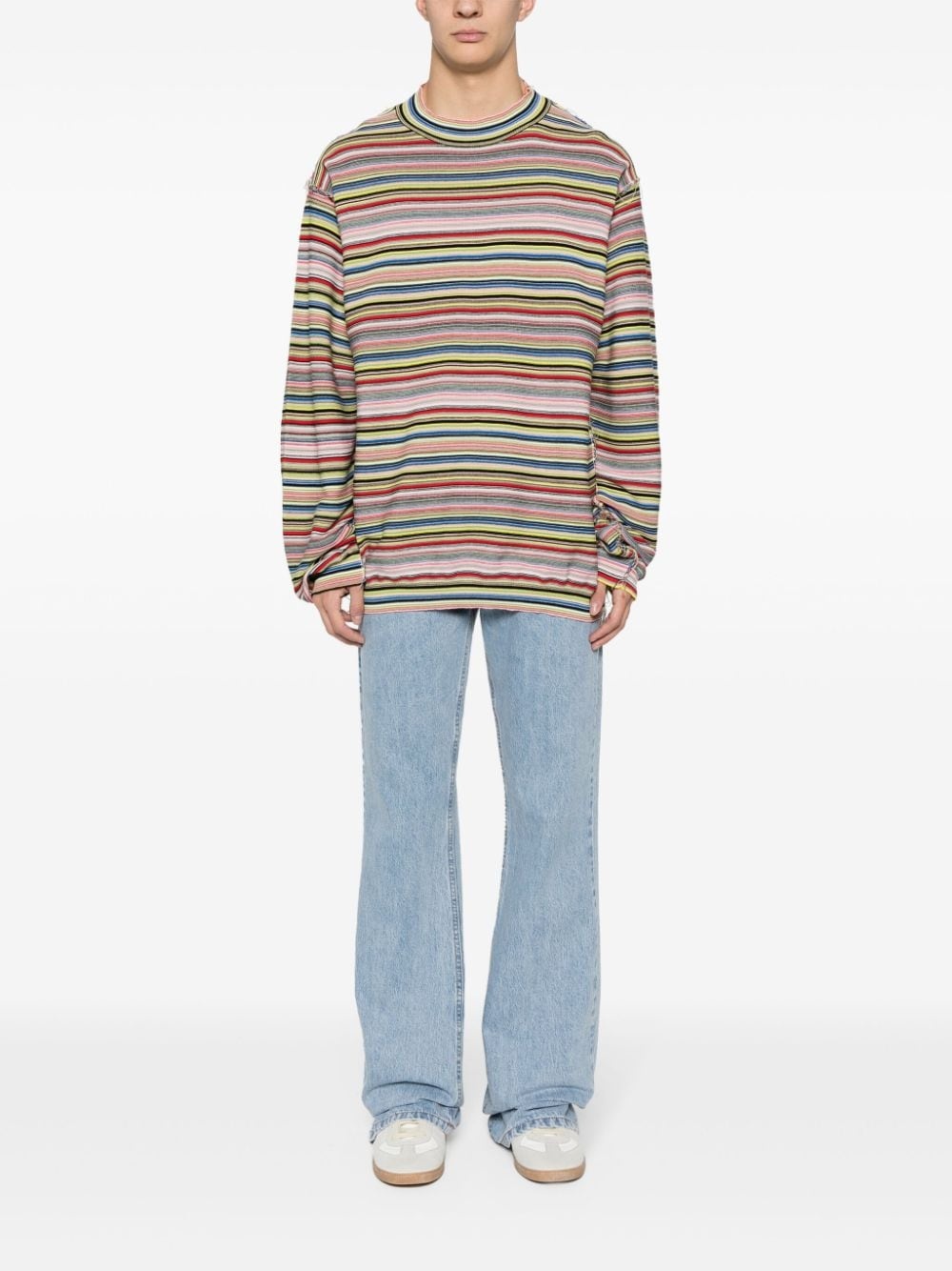 exposed-seam striped jumper - 2
