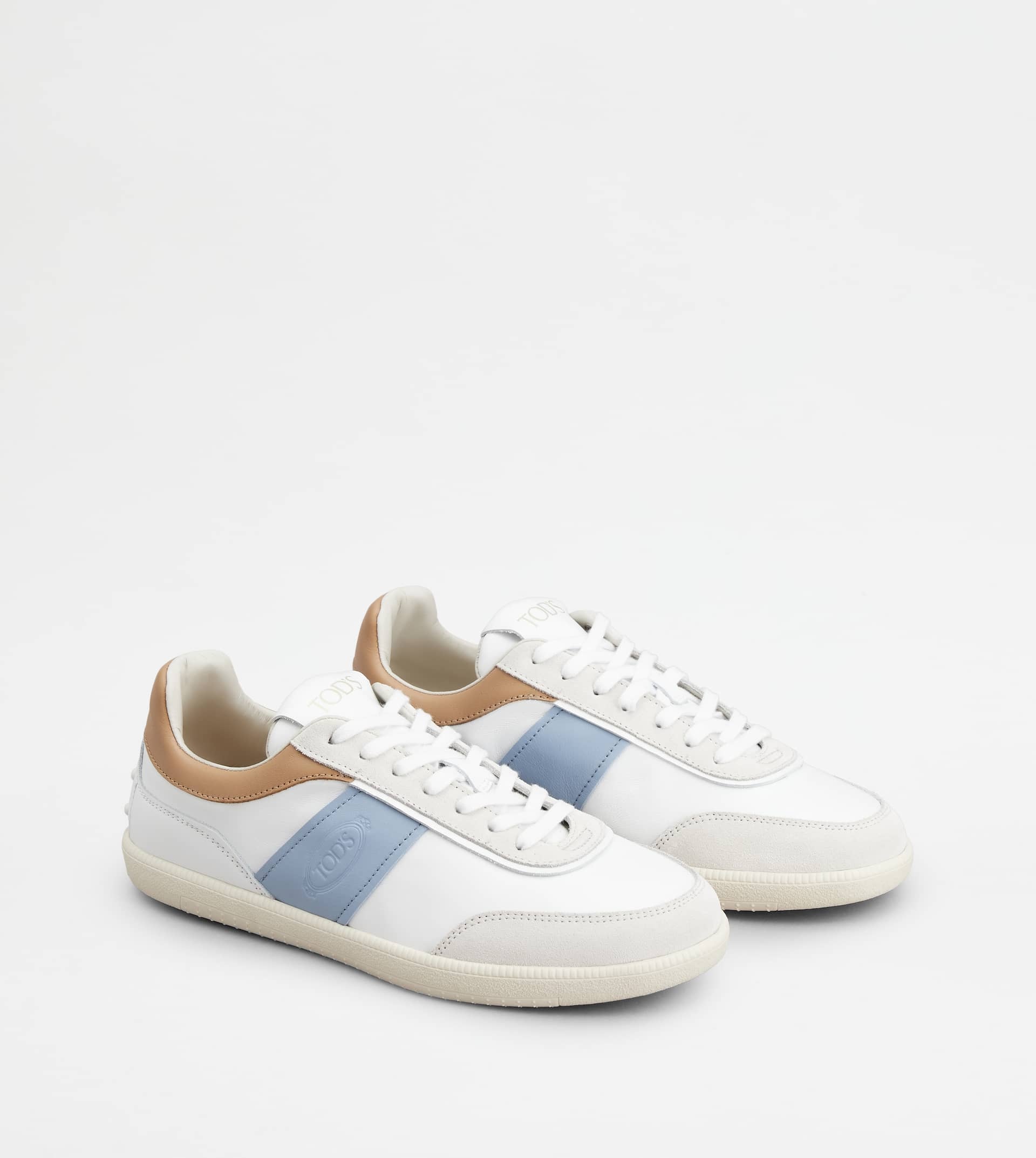TOD'S TABS SNEAKERS IN SUEDE - LIGHT BLUE, WHITE, BEIGE - 3
