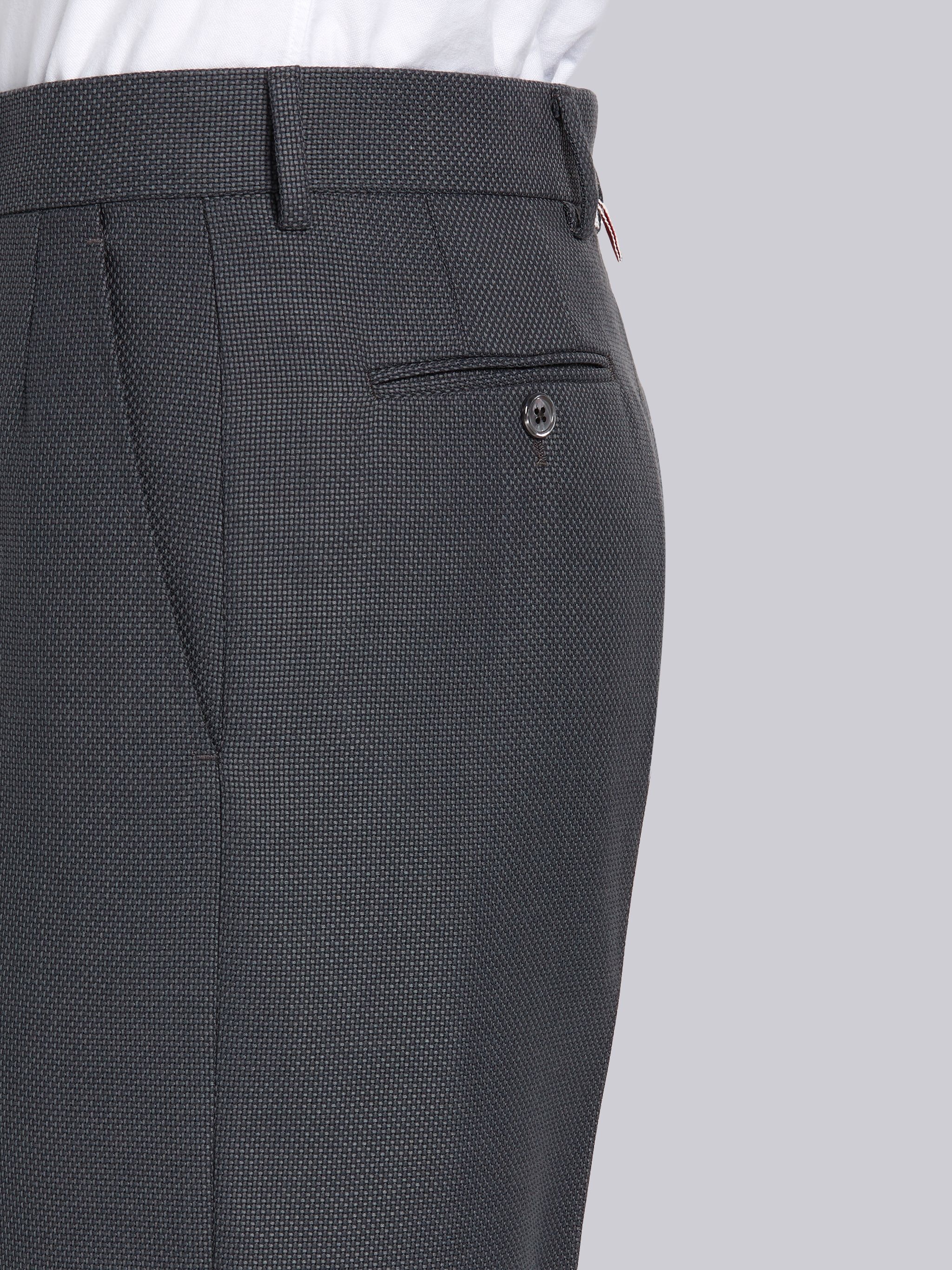 Dark Grey Wool Hopsack School Uniform Weave Beltloop Trouser - 5