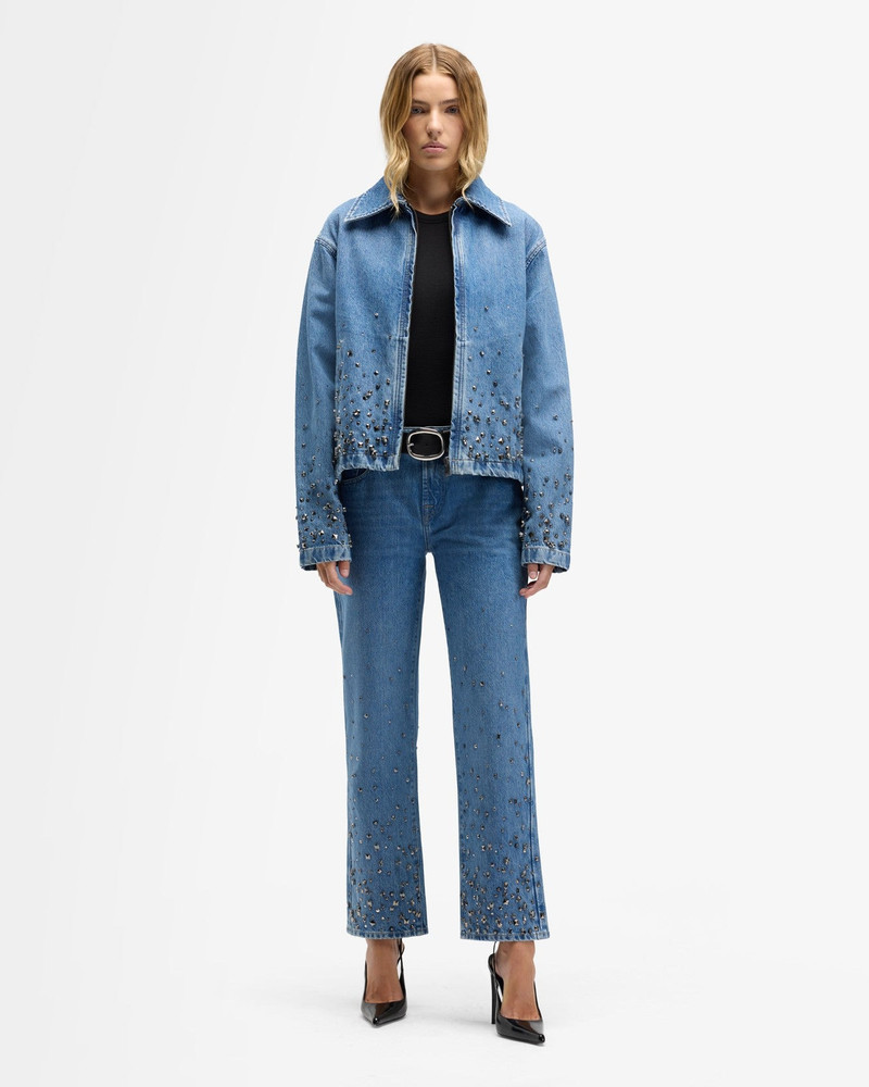 7 For All Mankind MANKIND Embellished Calie Straight Ankle in Dance outlook