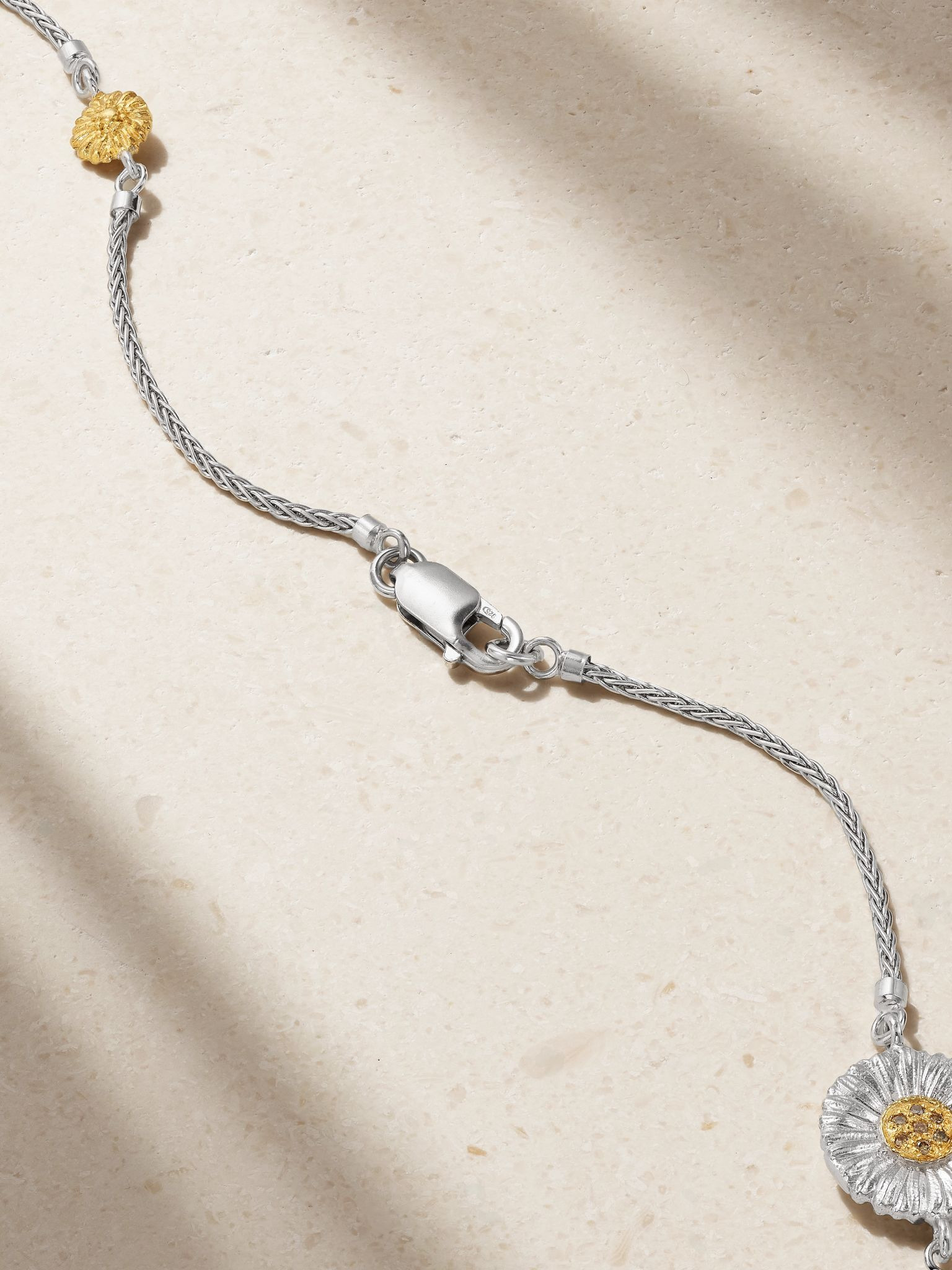 Blossoms rhodium-plated sterling silver and gold vermeil diamond necklace Silver - 3